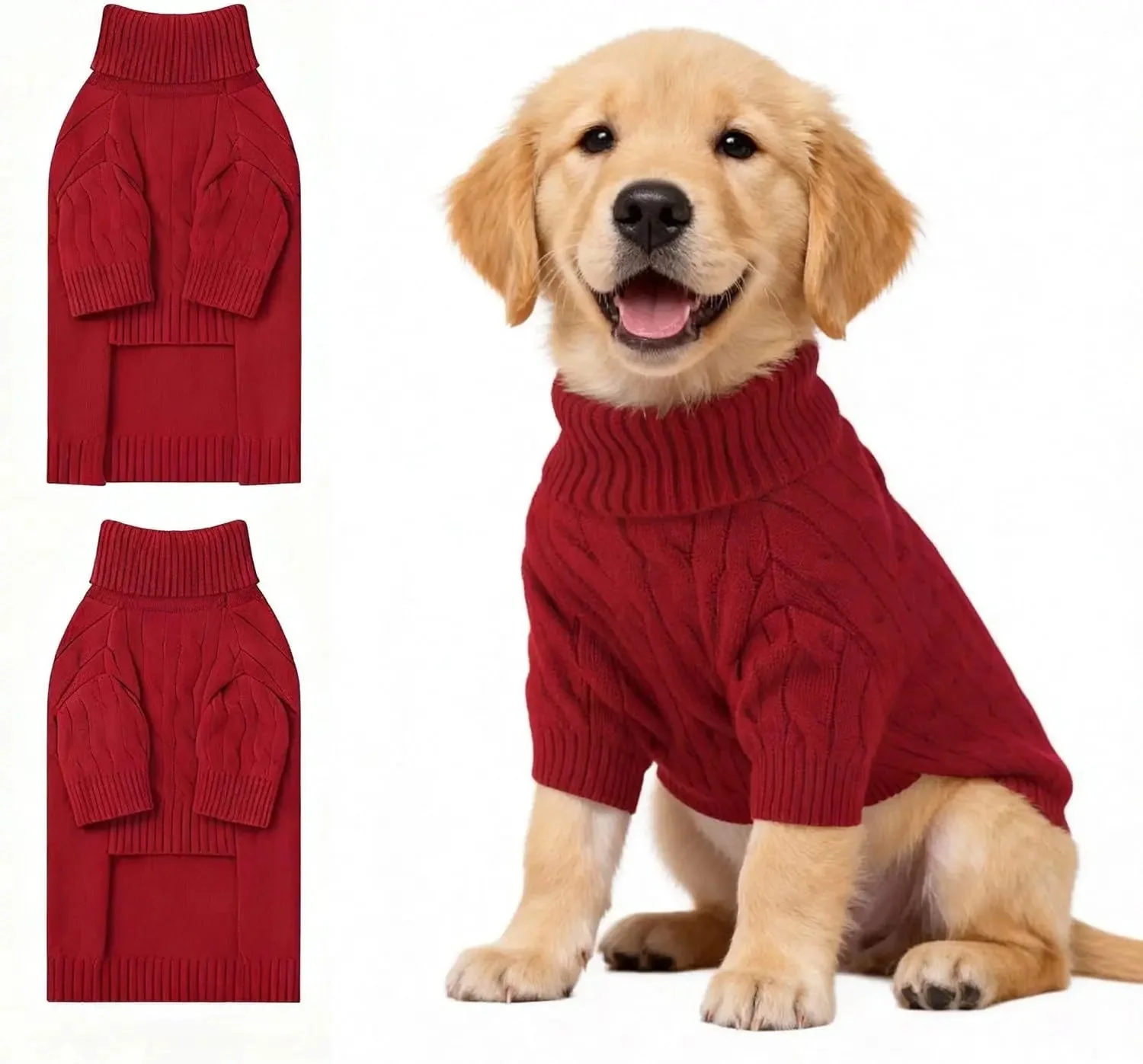 Small Dog Warm Turtleneck Cable Knit Sweater Thermal Pullover All Colors - Image 69