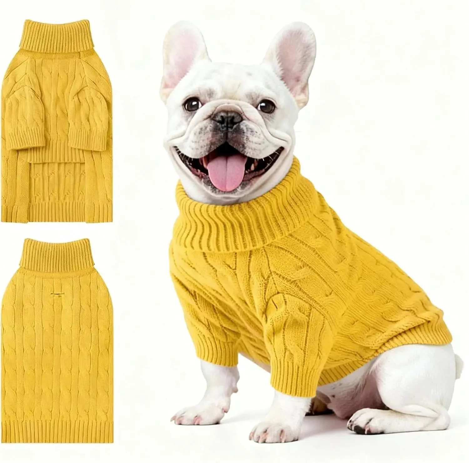 Small Dog Warm Turtleneck Cable Knit Sweater Thermal Pullover All Colors - Image 70