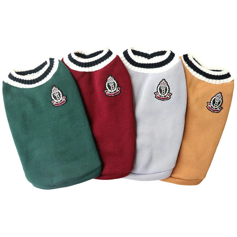 Small Dog Winter Sweater - V-Neck College Style Knitwear - Image 4