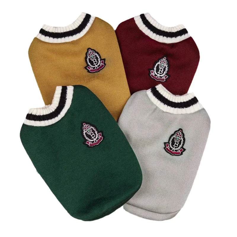 Small Dog Winter Sweater - V-Neck College Style Knitwear - Image 6