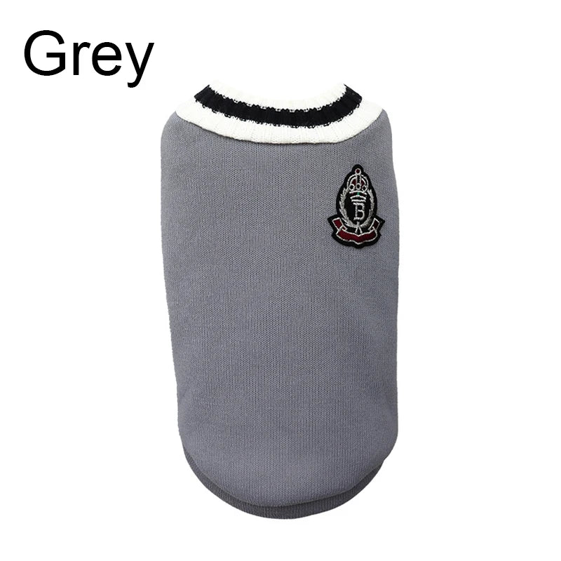 Small Dog Winter Sweater - V-Neck College Style Knitwear - Image 7