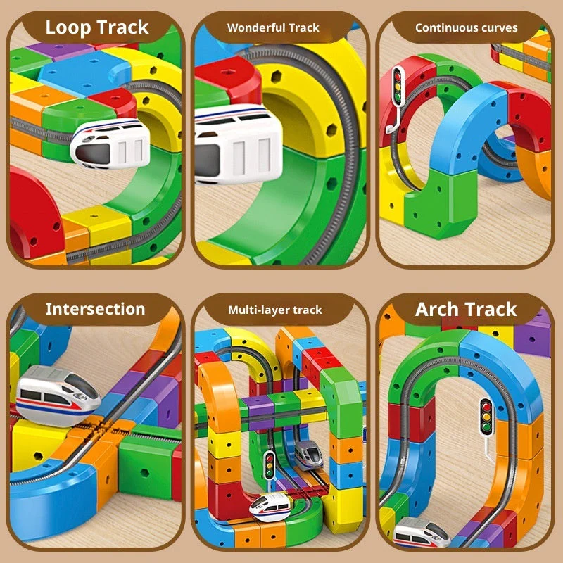 Small Train Track Cube Electric Assembled Building Block Toys - Image 2