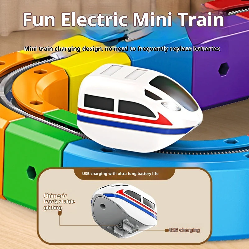 Small Train Track Cube Electric Assembled Building Block Toys - Image 3