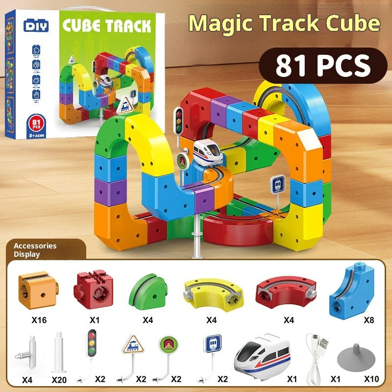Small Train Track Cube Electric Assembled Building Block Toys - Image 8