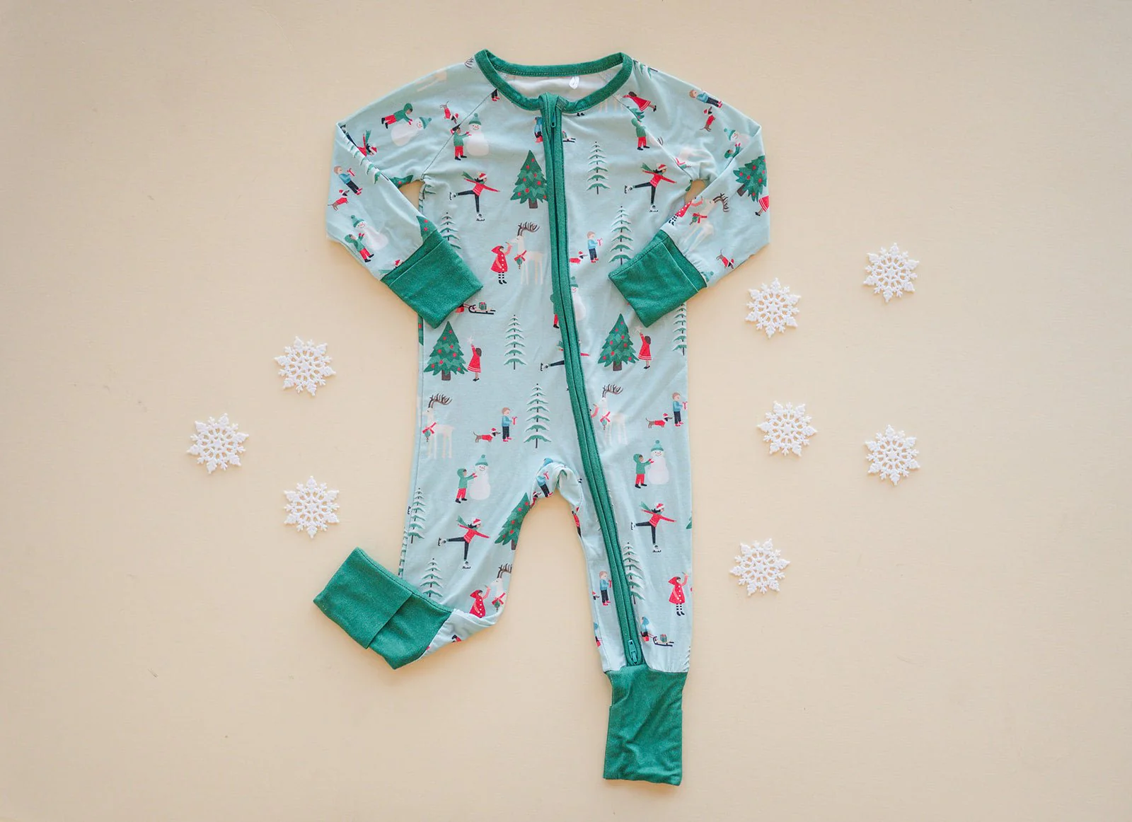 Snow Day Green (Convertible Zip Footies) - Image 2