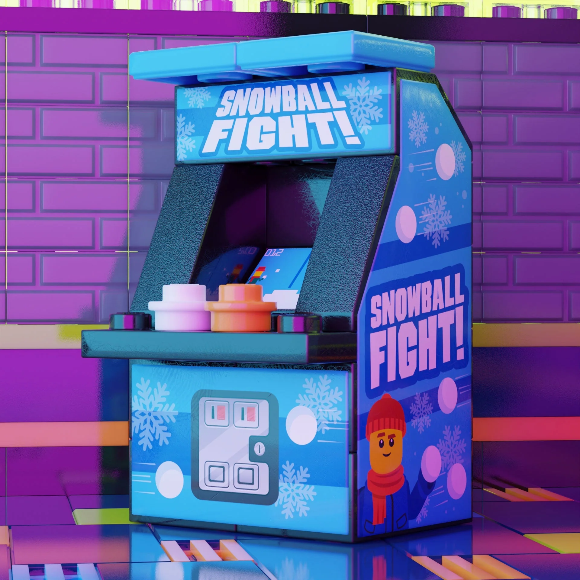 Snowball Fight Arcade Machine made using LEGO parts - B3 Customs - Image 2