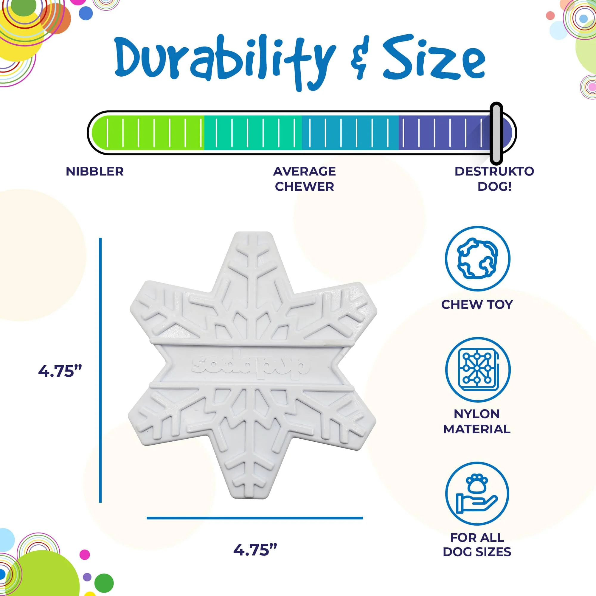 Snowflake Nylon Dog Chew Toy for Aggressive Chewers | USA Made & FDA Compliant - Image 4