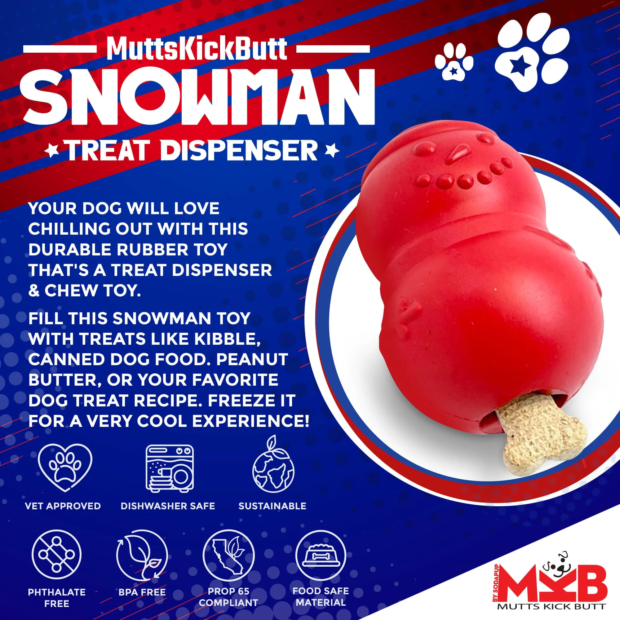 Snowman Dog Toy - Durable Winter Chew Toy for Large Dogs | USA Made - Image 2