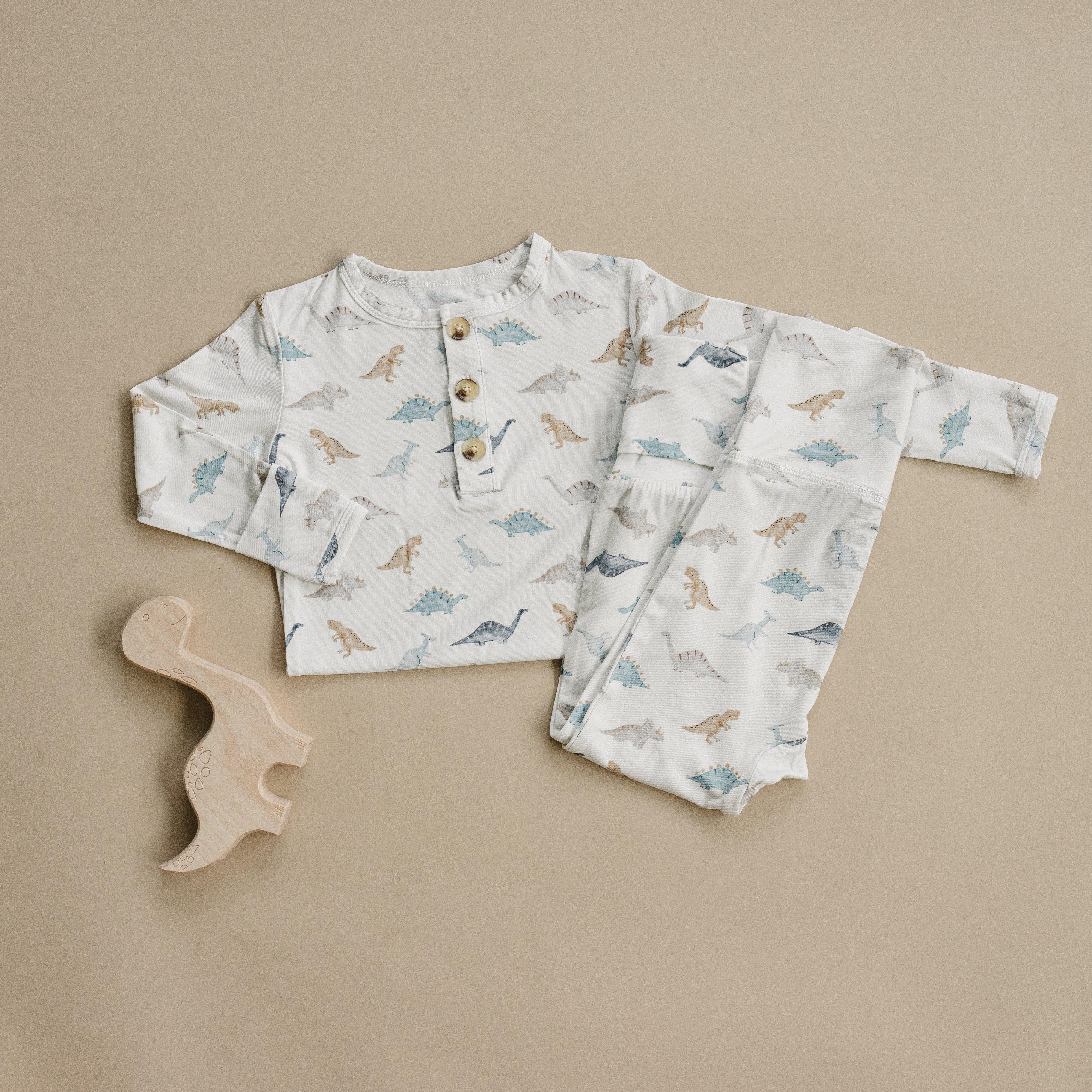 Snugglesaurus 2pc Henley Bamboo Pajamas - Sizes Newborn & Up! - Image 10