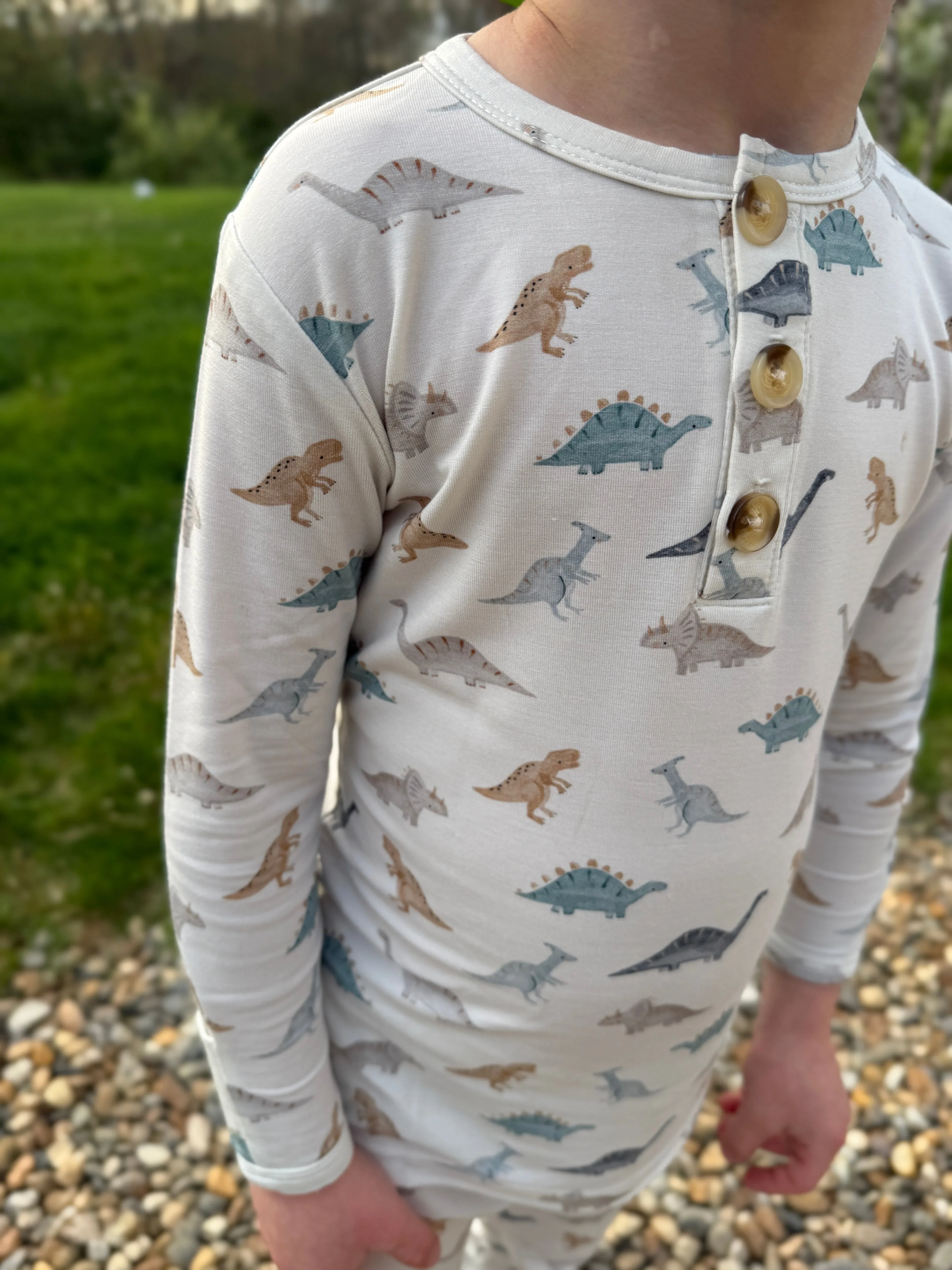 Snugglesaurus 2pc Henley Bamboo Pajamas - Sizes Newborn & Up! - Image 3