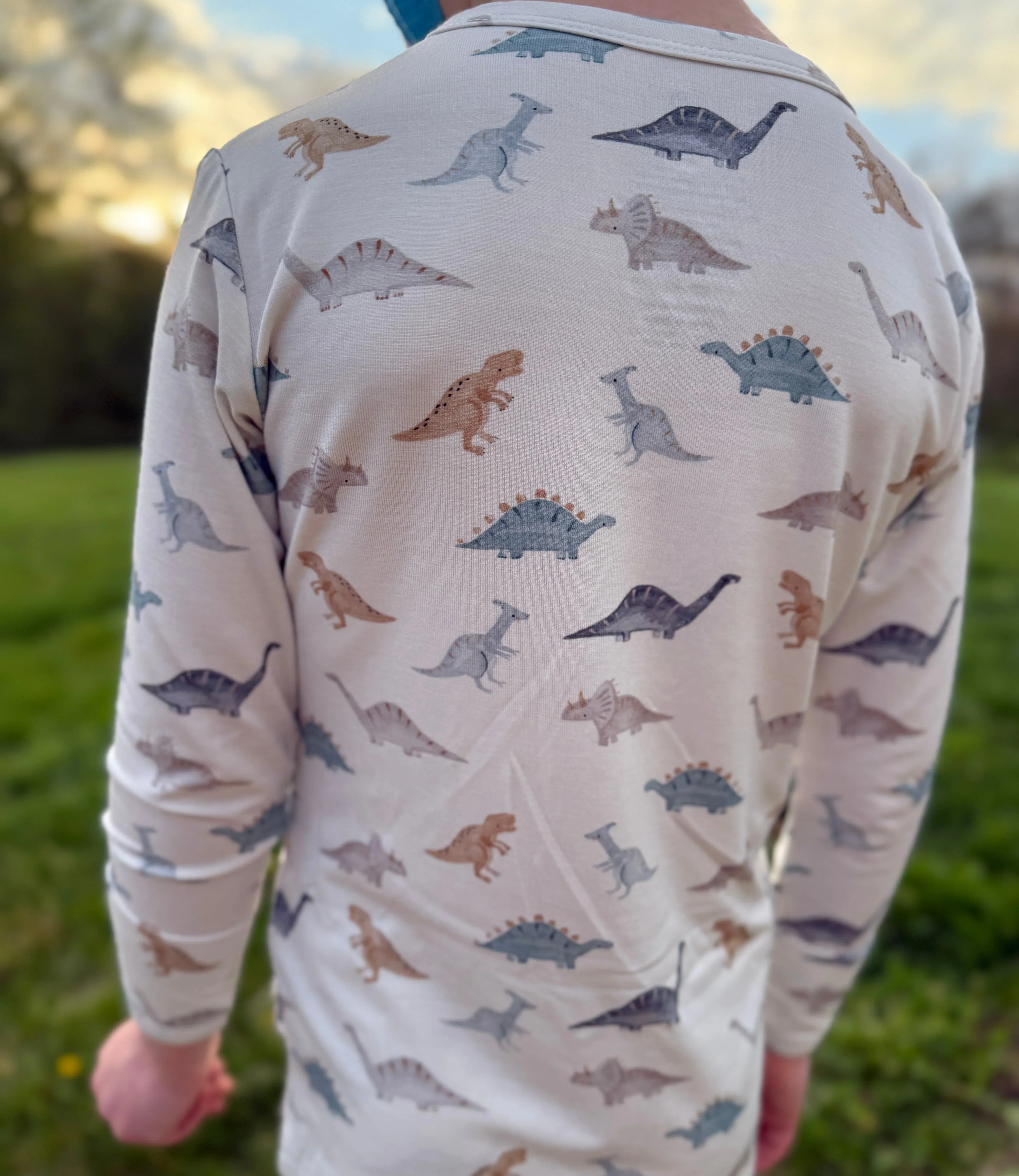 Snugglesaurus 2pc Henley Bamboo Pajamas - Sizes Newborn & Up! - Image 4