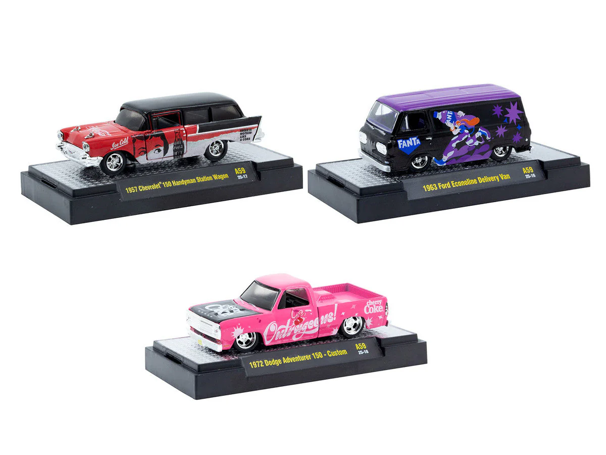 "Sodas" Set of 3 pieces Release 59 Limited Edition to 9600 pieces Worldwide 1/64 Diecast Model Cars by M2 Machines - Image 4