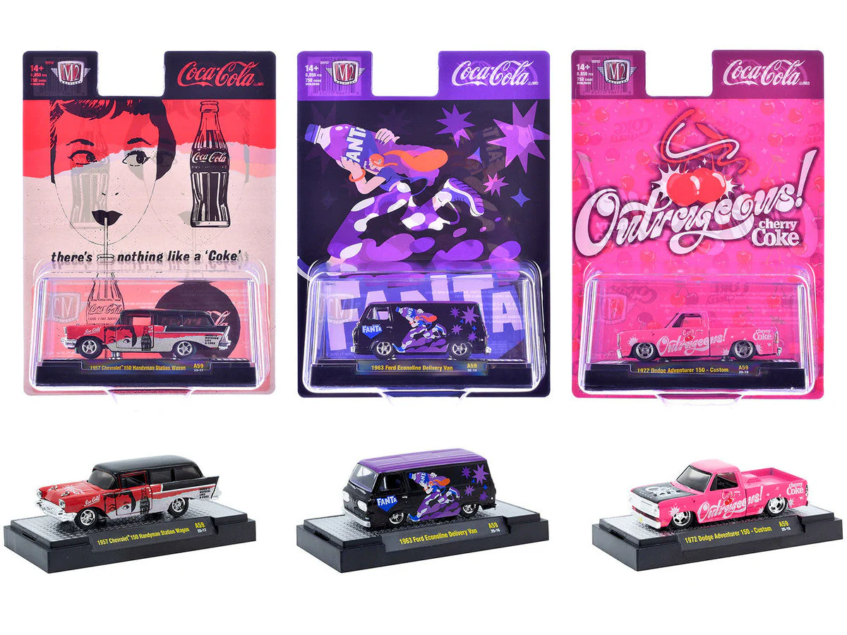 "Sodas" Set of 3 pieces Release 59 Limited Edition to 9600 pieces Worldwide 1/64 Diecast Model Cars by M2 Machines - Image 5