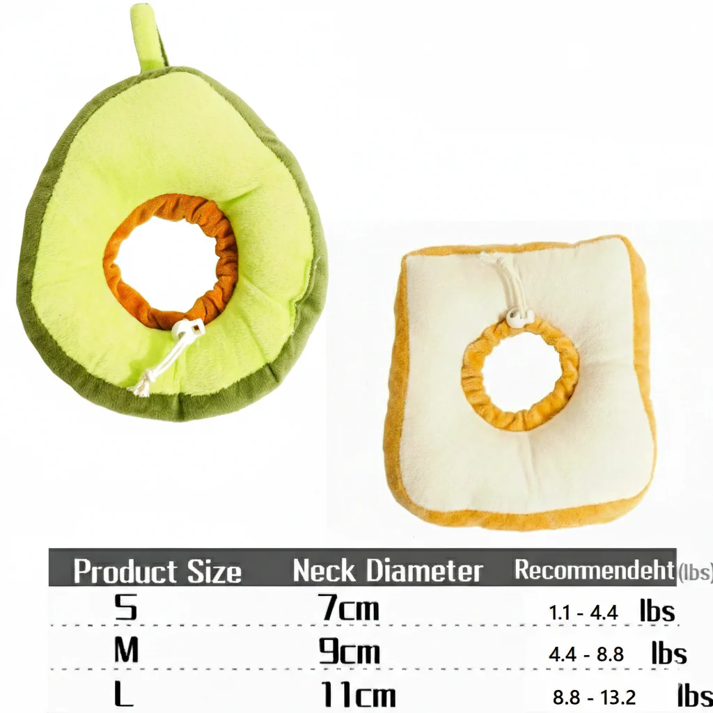 Soft Adjustable Cat Recovery Collar Cone – Cute Avocado & Toast E-Collar - Image 2
