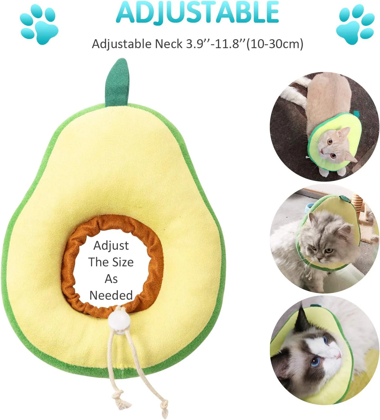 Soft Adjustable Cat Recovery Collar Cone – Cute Avocado & Toast E-Collar - Image 6