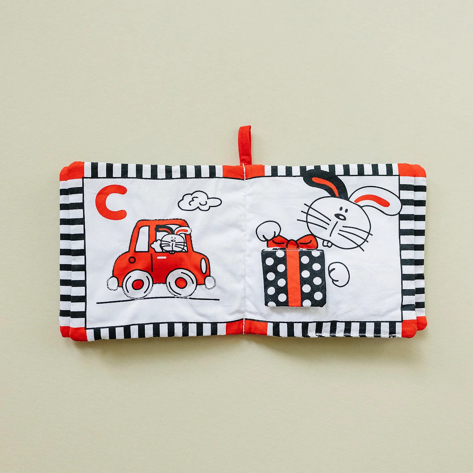 Soft Cloth Book of ABCs in High Contrast Black White Red - Image 2