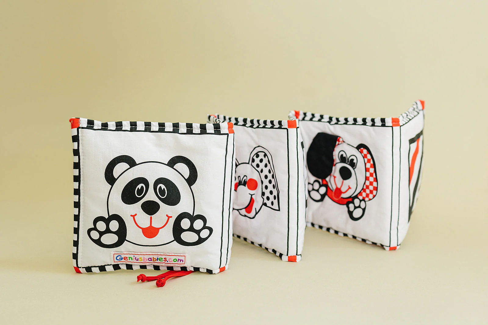 Soft Cloth Book of Animals and Cars in High Contrast Black White Red - Image 2