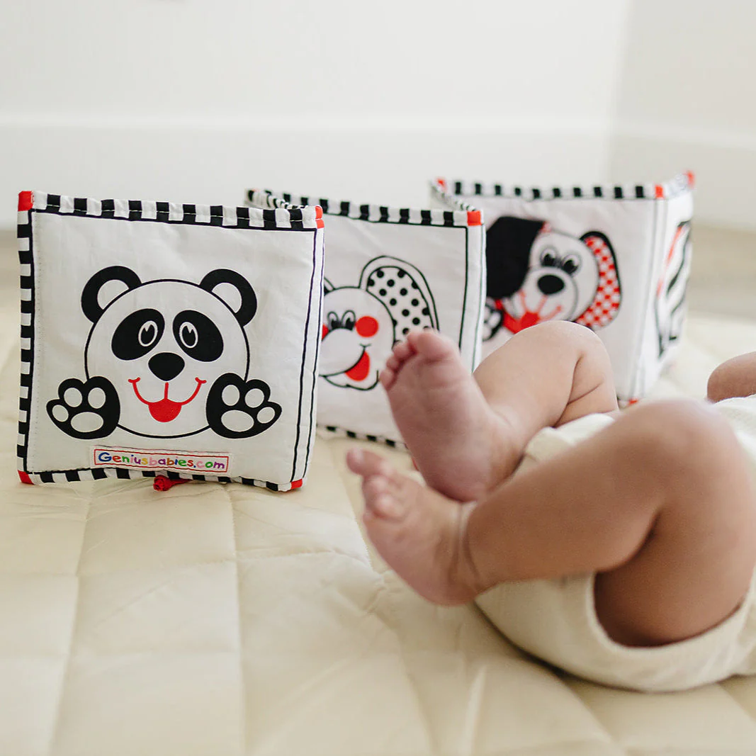 Soft Cloth Book of Animals and Cars in High Contrast Black White Red - Image 9