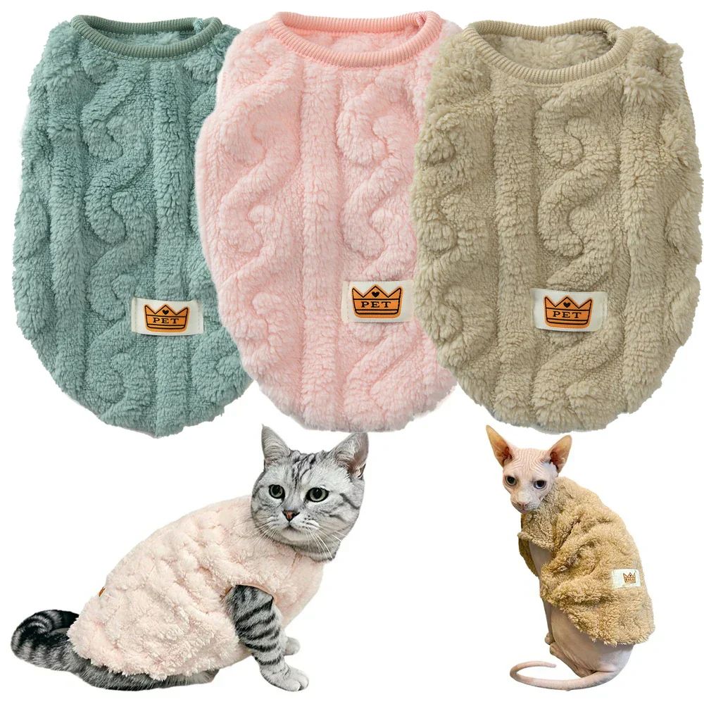 Soft Cozy Cat Sweater – Winter Fleece Vest for Sphynx & Small Dogs - Image 3