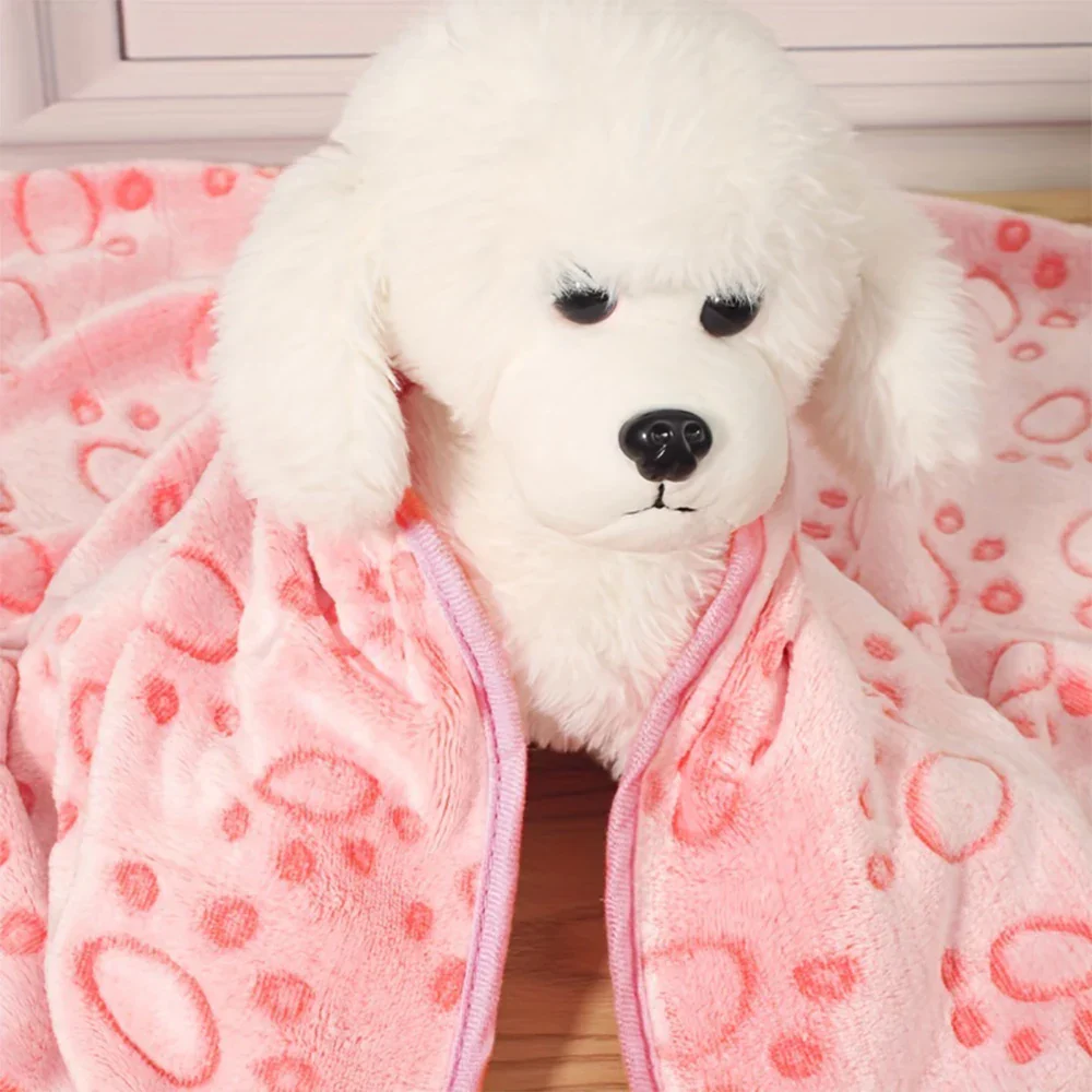 Soft Fluffy Pet Blanket – Cute Paw Print Warm Fleece Mat for Dogs & Cats - Image 2