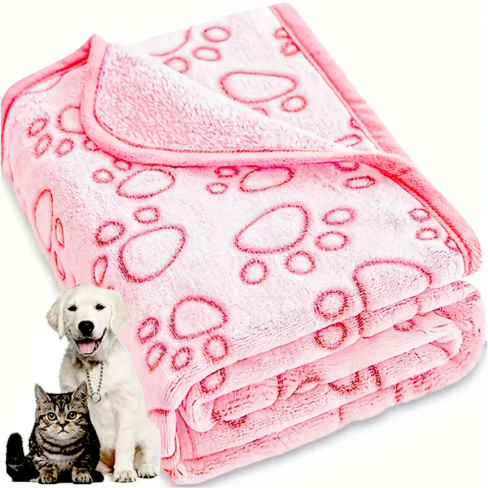 Soft Fluffy Pet Blanket – Cute Paw Print Warm Fleece Mat for Dogs & Cats - Image 3