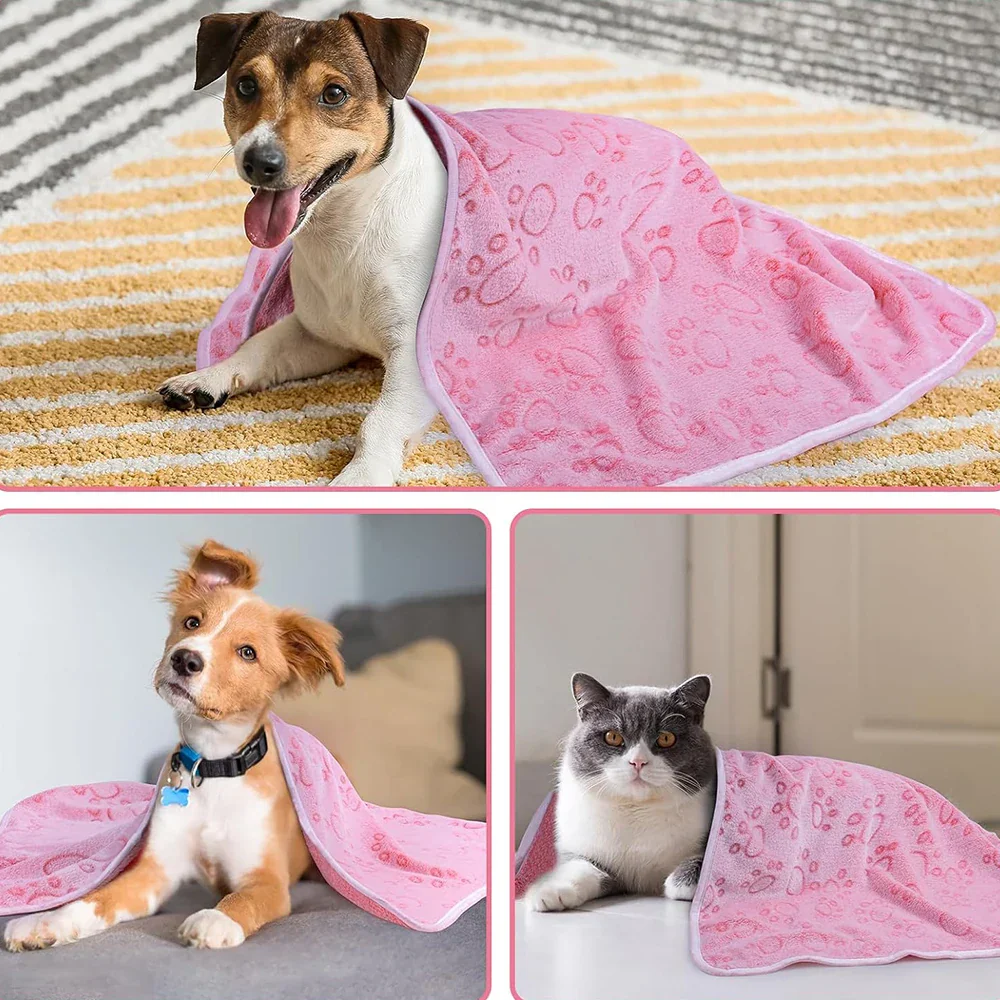 Soft Fluffy Pet Blanket – Cute Paw Print Warm Fleece Mat for Dogs & Cats - Image 4