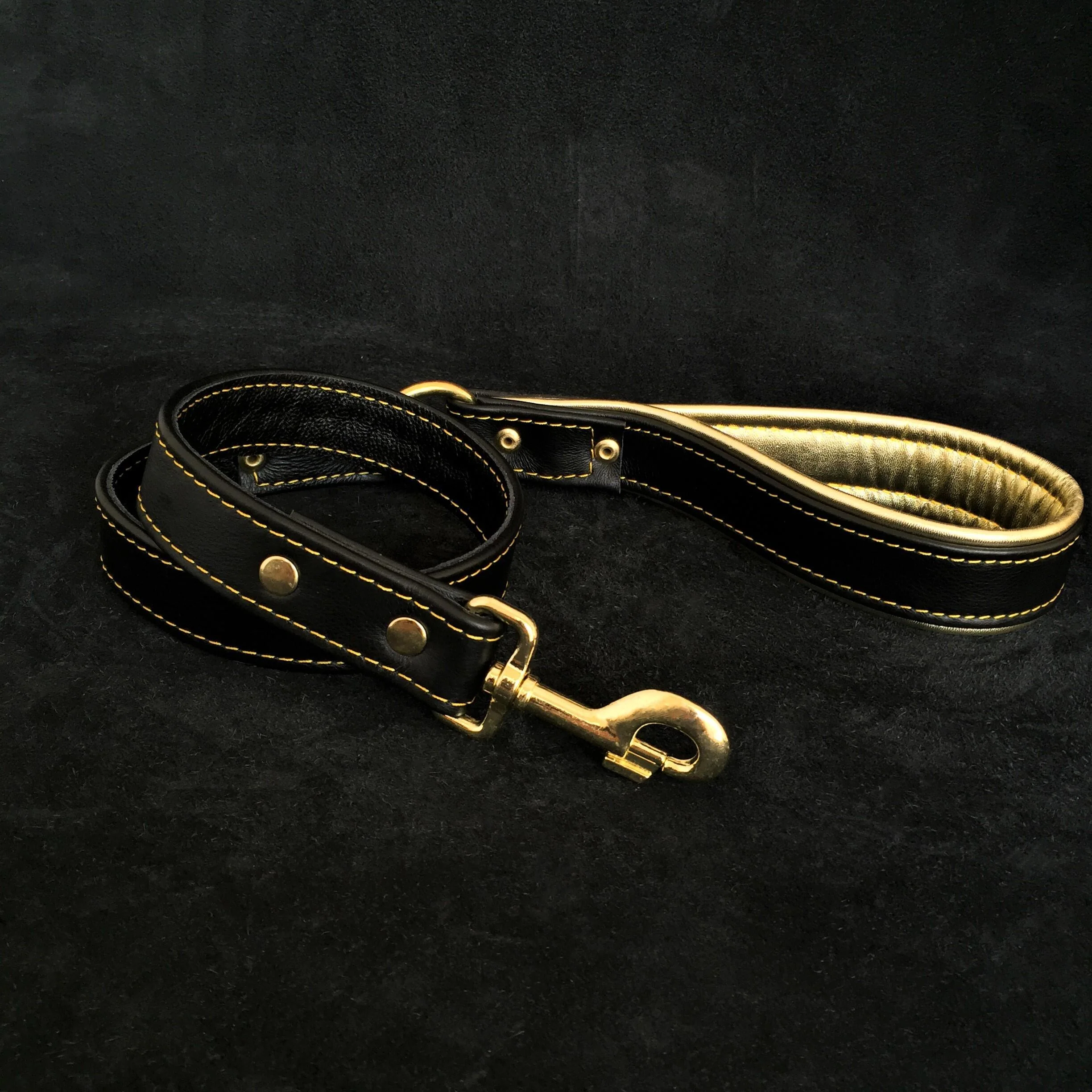 Soft leather brass plated leash - Image 2
