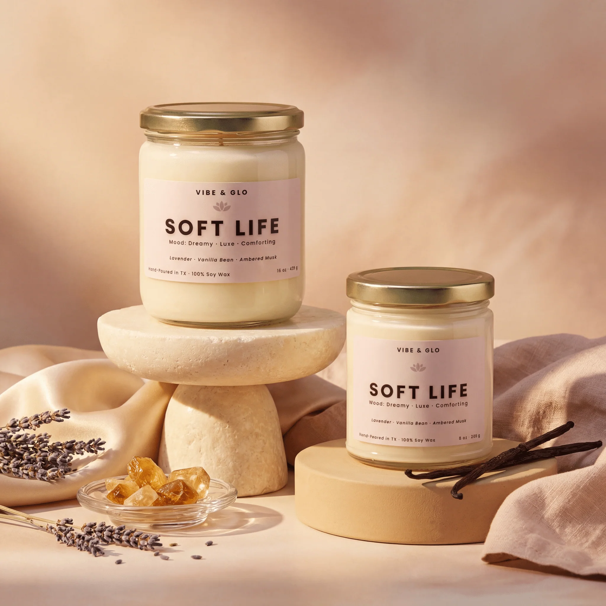 Soft Life - Lavender & Vanilla Soy Candle - Image 2