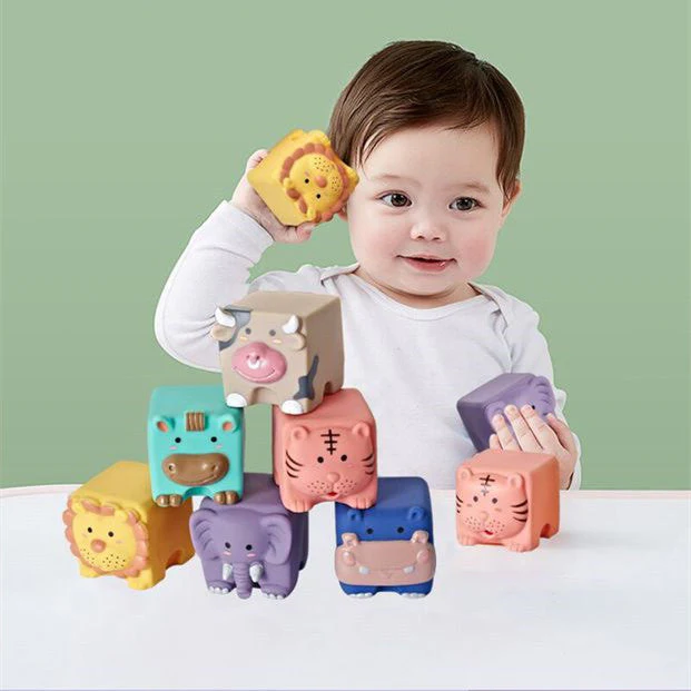 Soft Plastic Building Blocks For Infants And Young Children Early Education Digital Cognitive Animal Relief Matching Toys - Image 2
