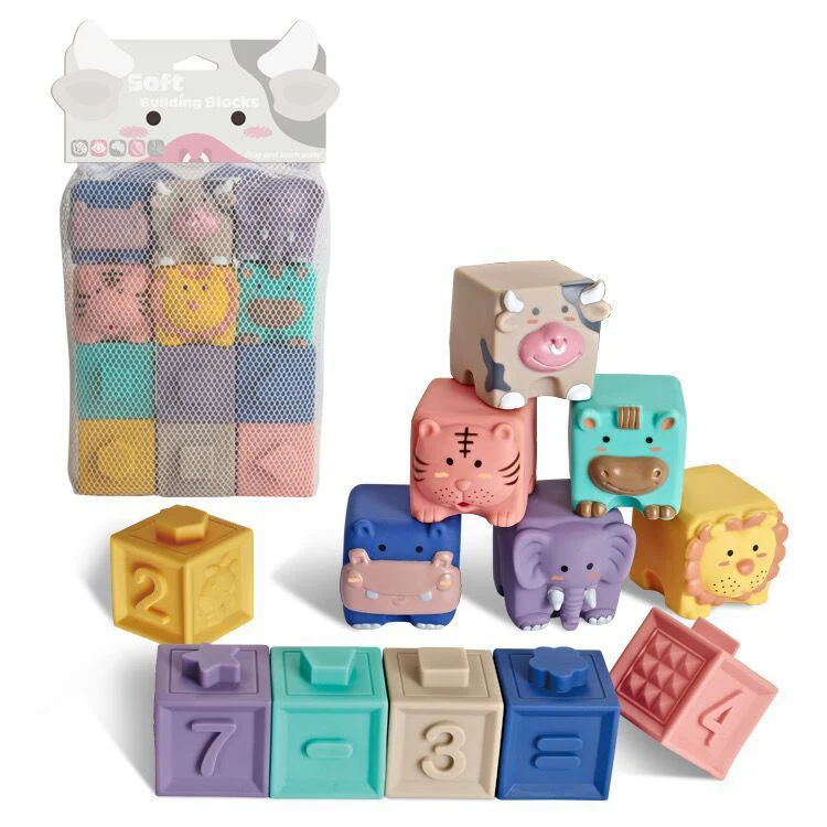 Soft Plastic Building Blocks For Infants And Young Children Early Education Digital Cognitive Animal Relief Matching Toys - Image 7