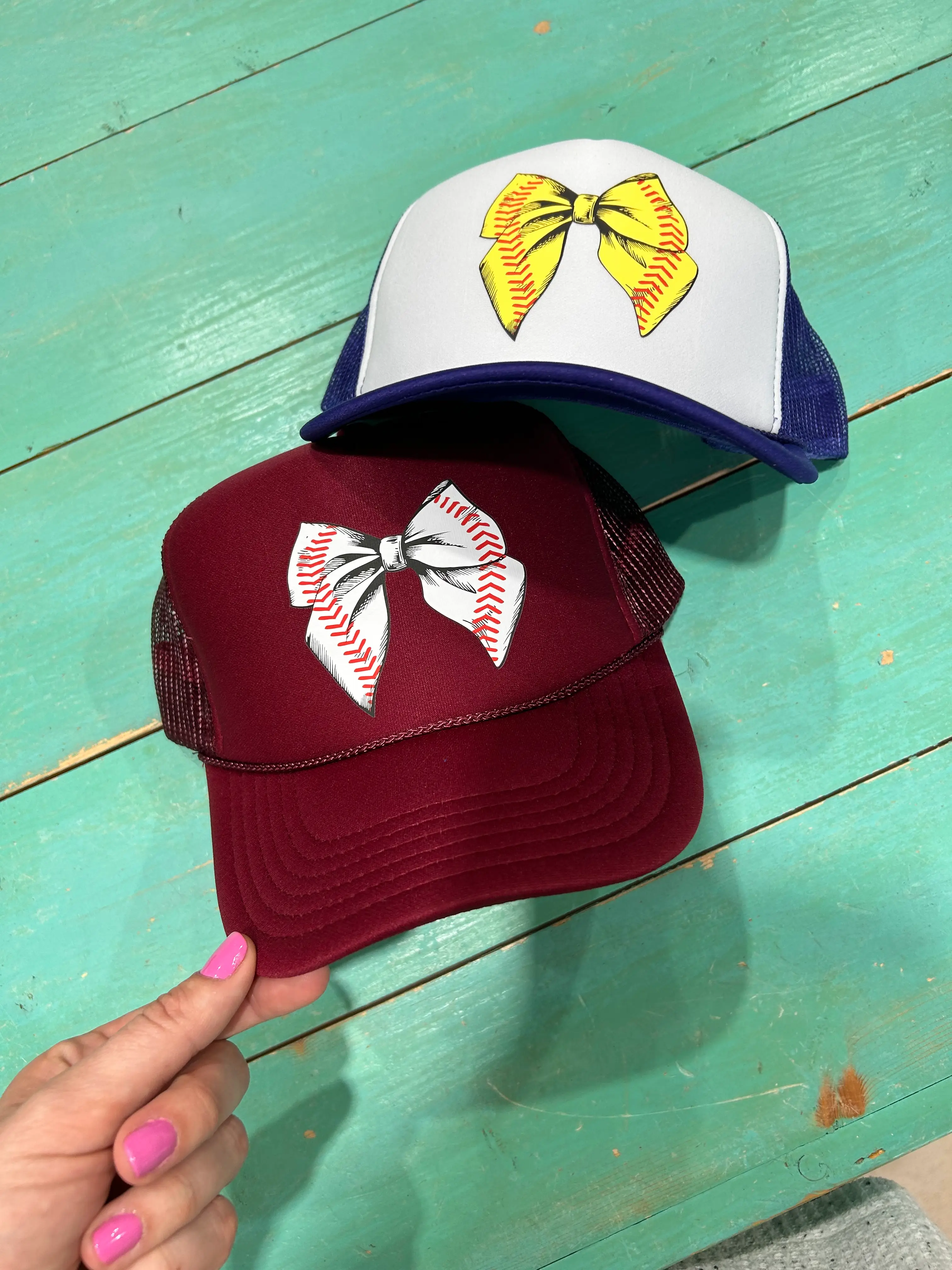 Softball Bow Trucker Hat - Image 2