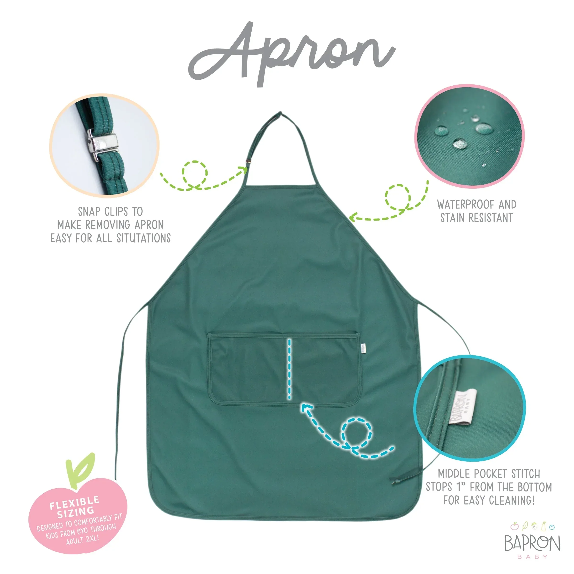Solid Pine Minimalist Apron - fits sizes youth small through adult 2XL - Image 2