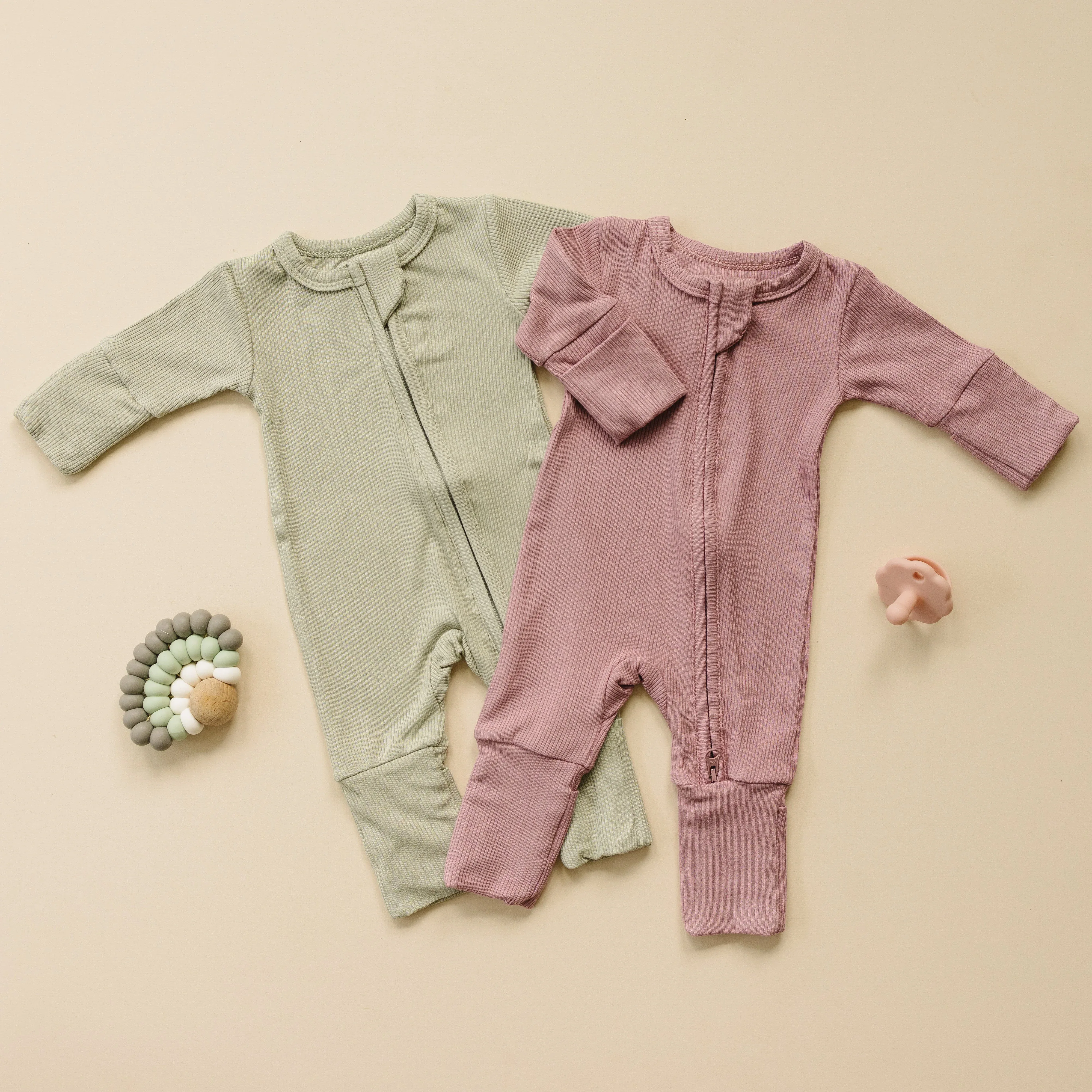 Solid Ribbed Bamboo Zippy Romper - more colors - Image 11