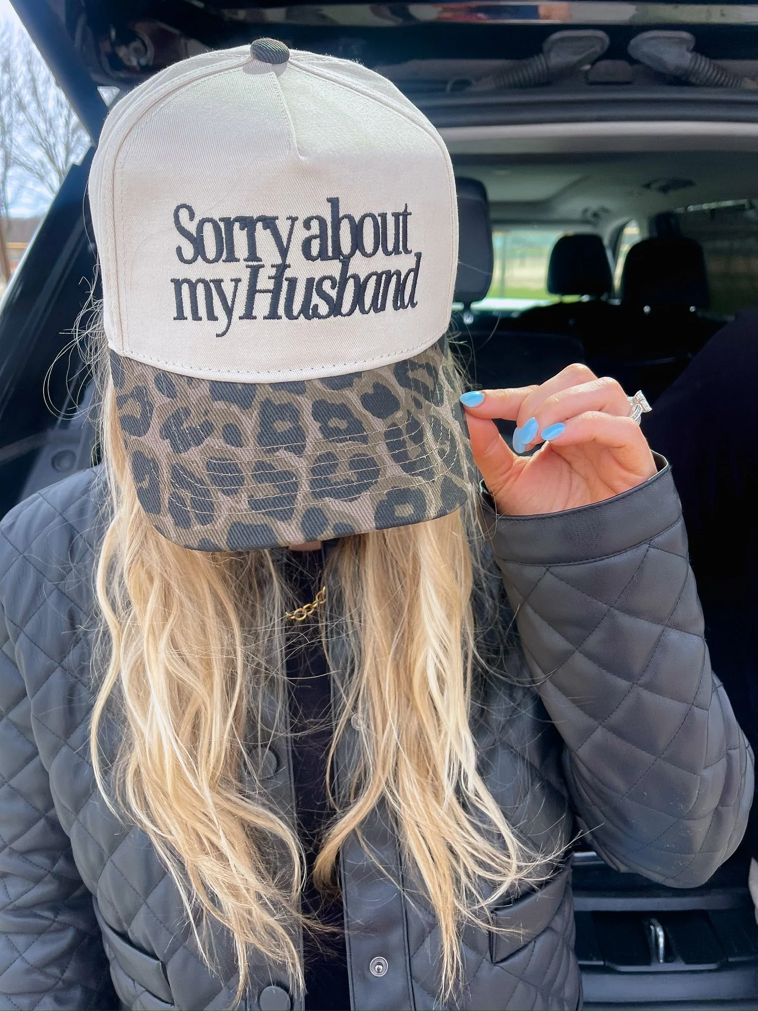 Sorry about my Husband / Wife Vintage Trucker Hat - Image 3