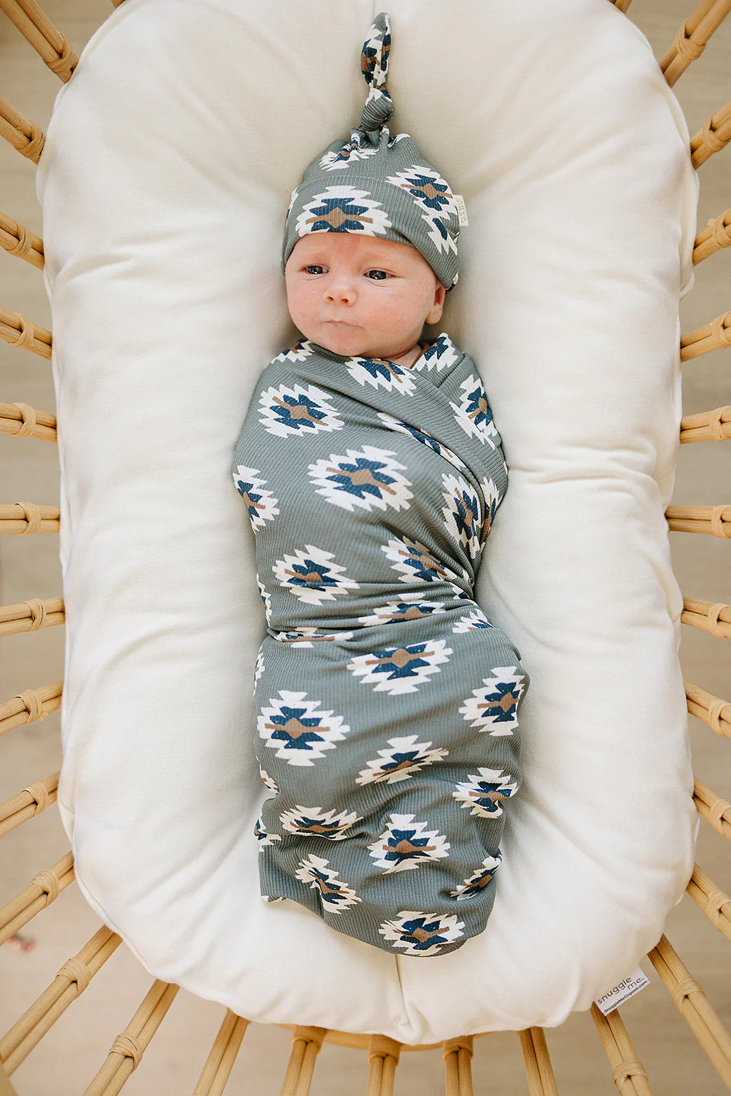 Southwest Aztec Ribbed Bamboo Newborn Knot Hat - Image 2