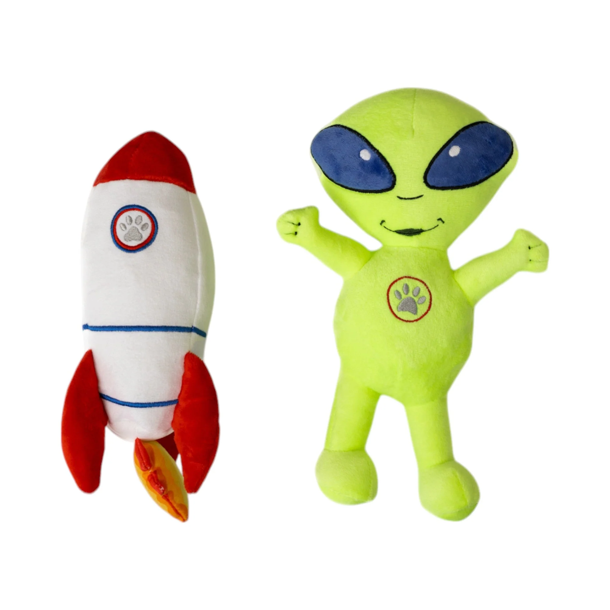 Space Alien & Rocket Plush Dog Toy Gift Set – with Squeaker & Crinkle Paper for Fun Play - Image 2
