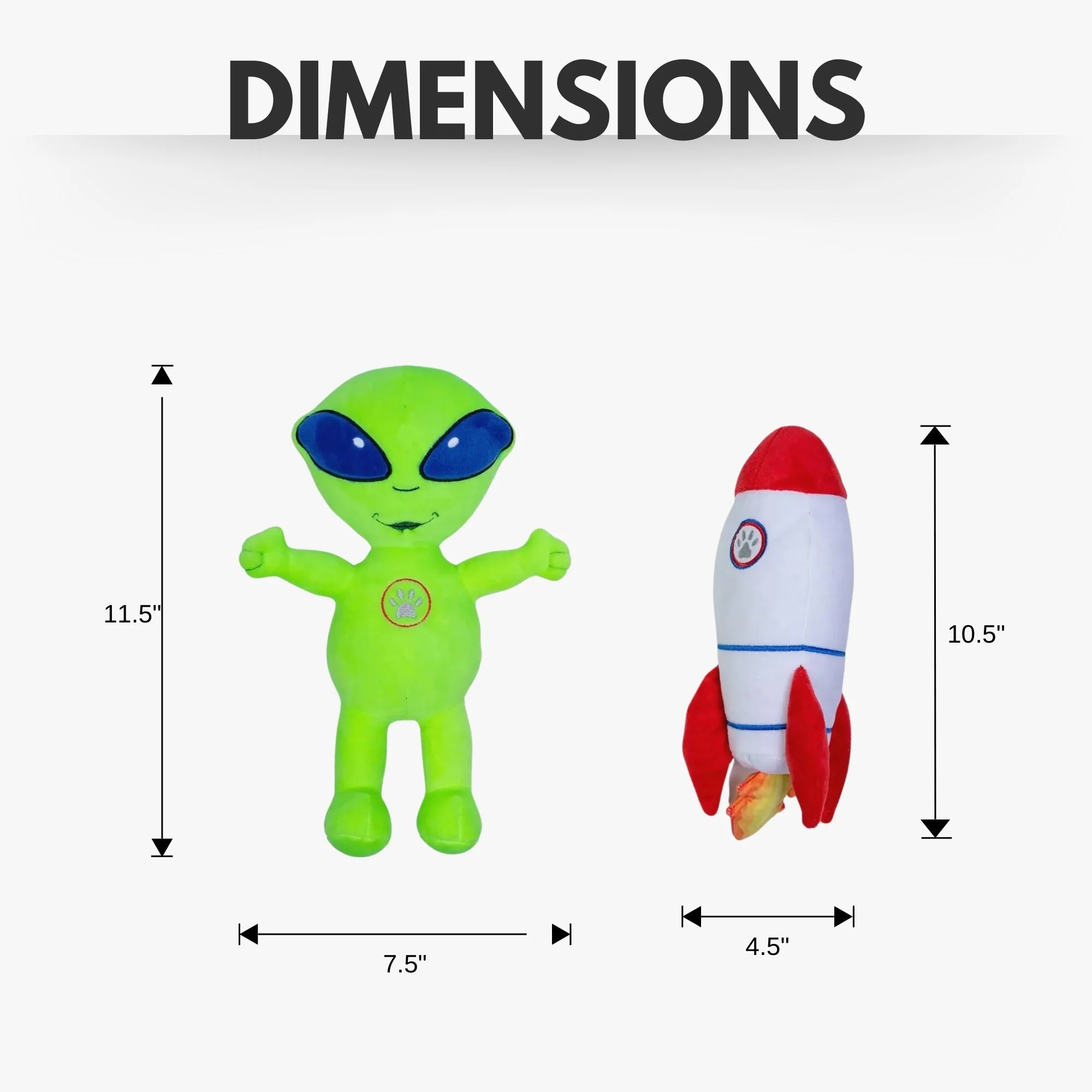 Space Alien & Rocket Plush Dog Toy Gift Set – with Squeaker & Crinkle Paper for Fun Play - Image 6