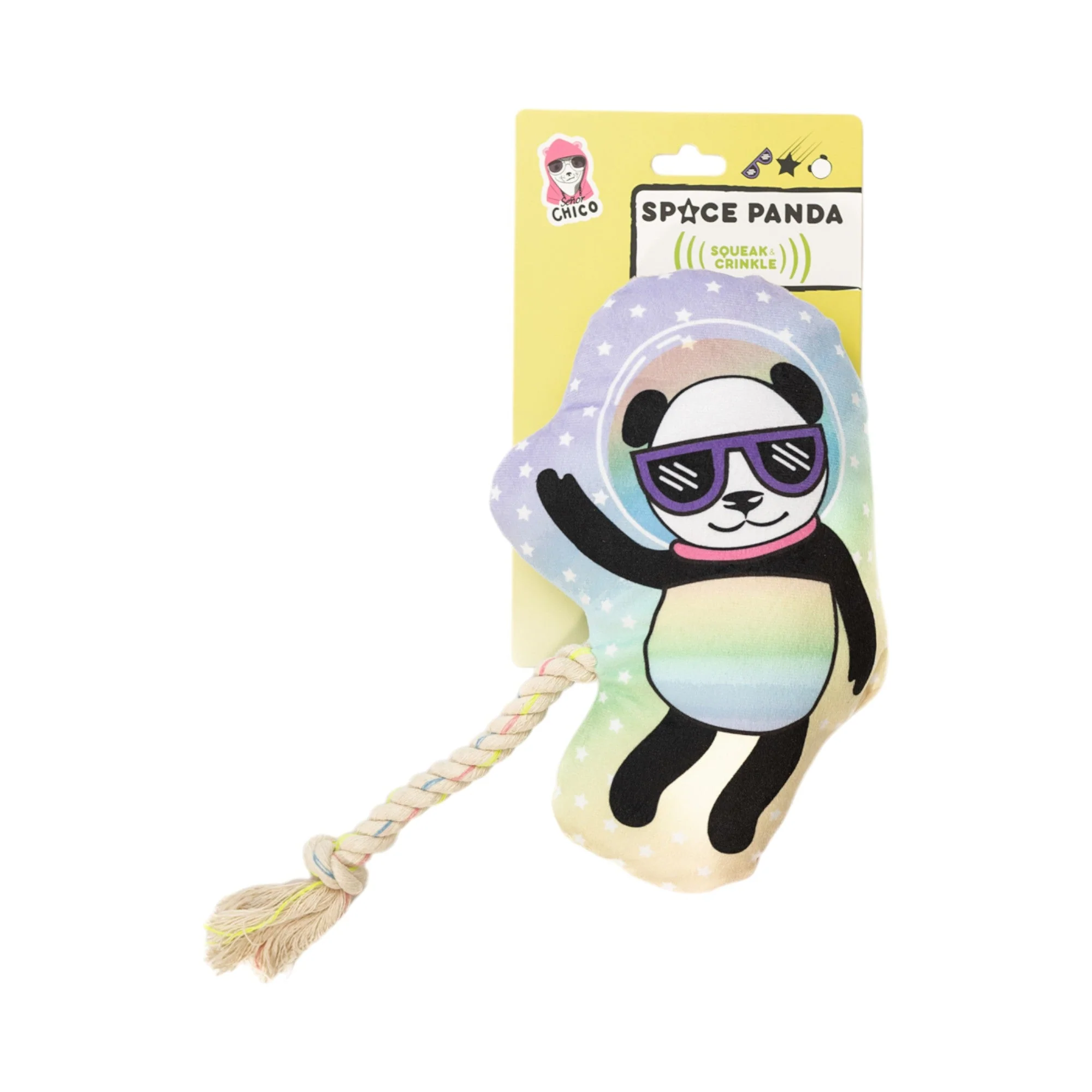 Space Panda Plush Dog Toy – with Squeaker & Crinkle Paper for Fun Play - Image 2