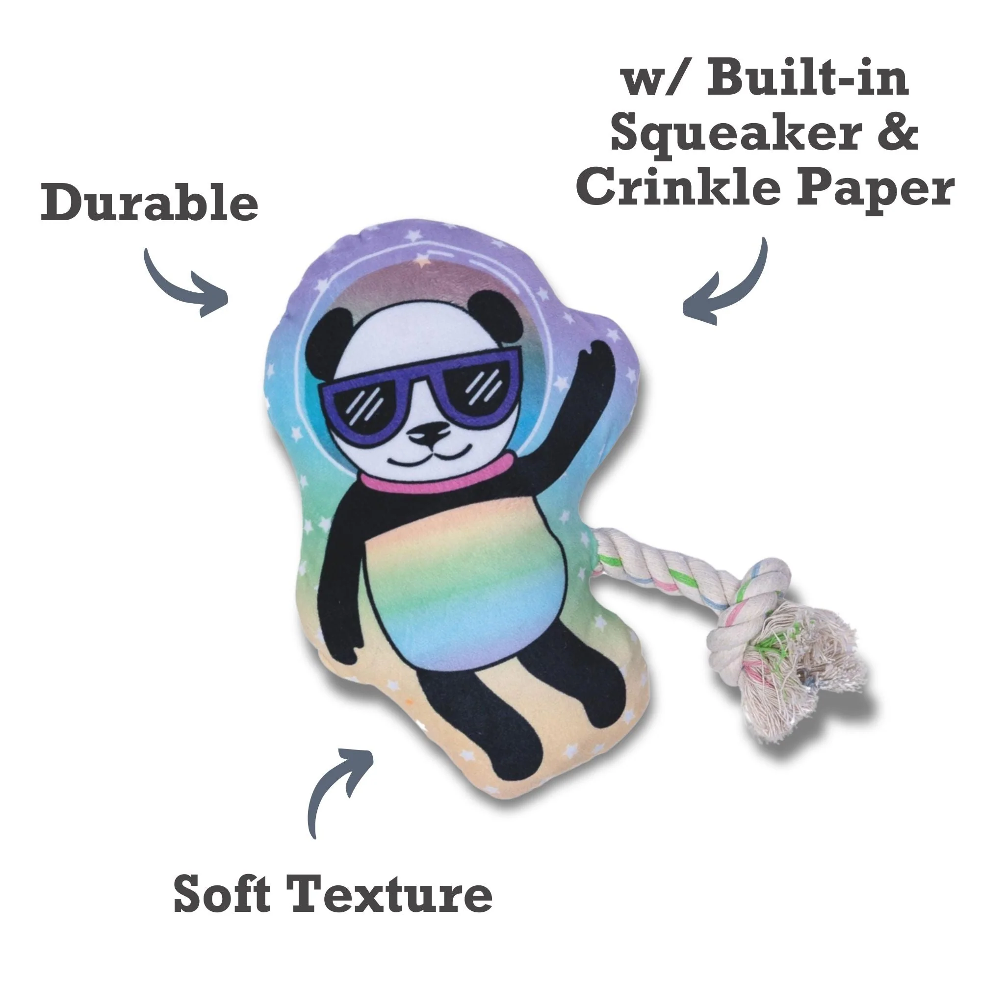 Space Panda Plush Dog Toy – with Squeaker & Crinkle Paper for Fun Play - Image 9