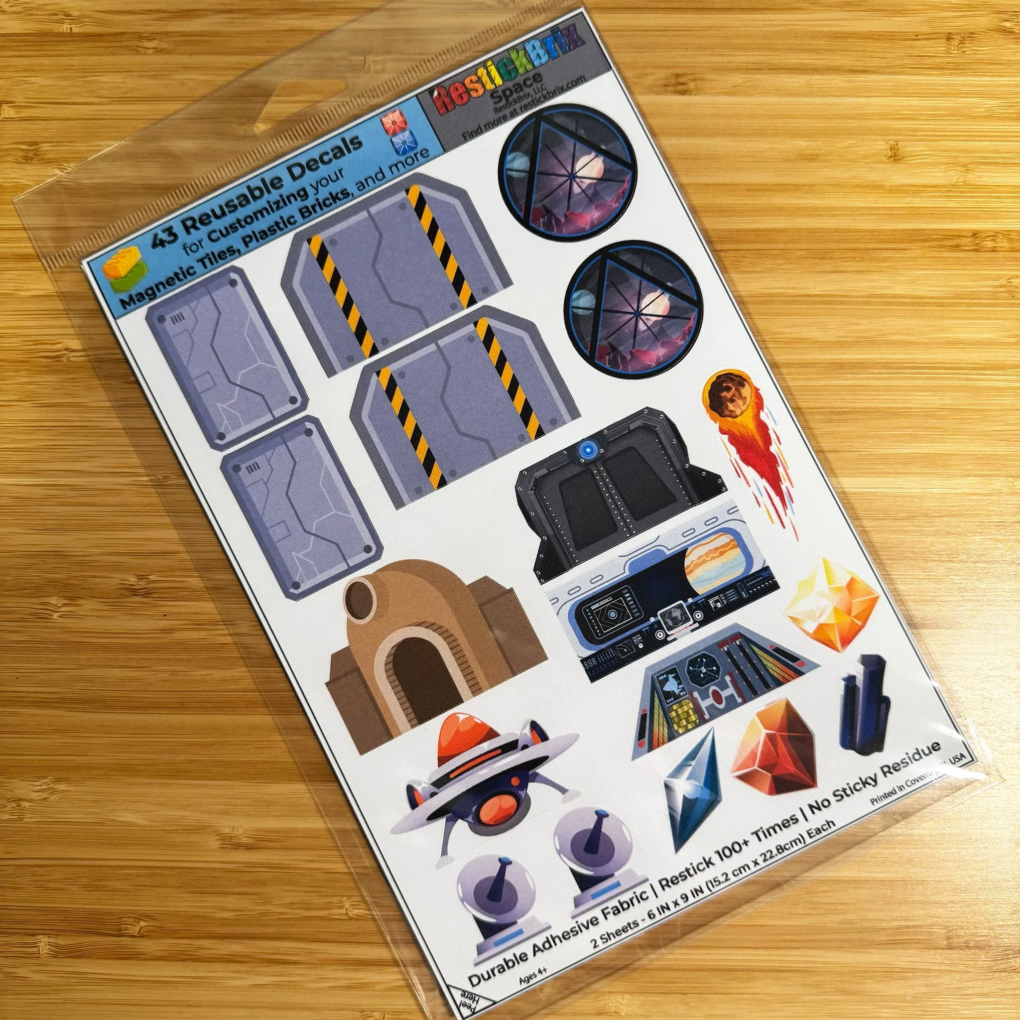 Space: Reusable Decals for Customizing Magnetic Tiles, Plastic Bricks, and more - Image 2