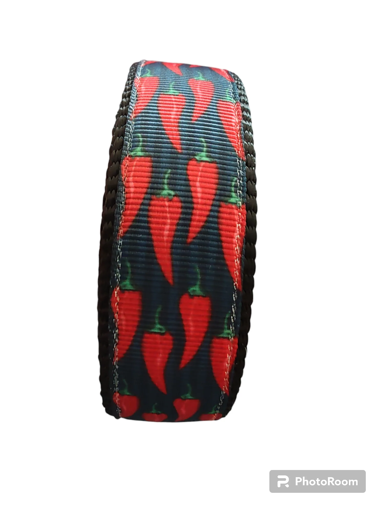 Spicy Red Pepper Black Nylon Dog Collar MD, LG, XL, Leash - Image 3