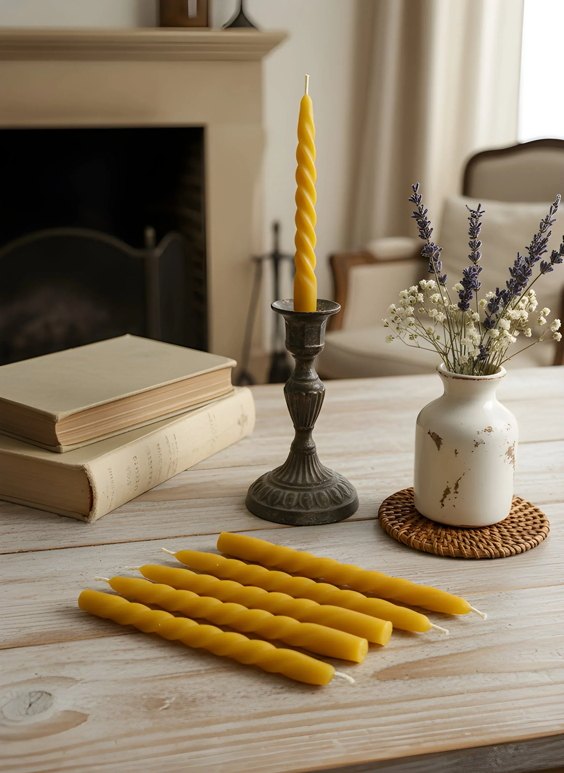 Spiral Beeswax Taper Candles - Image 2