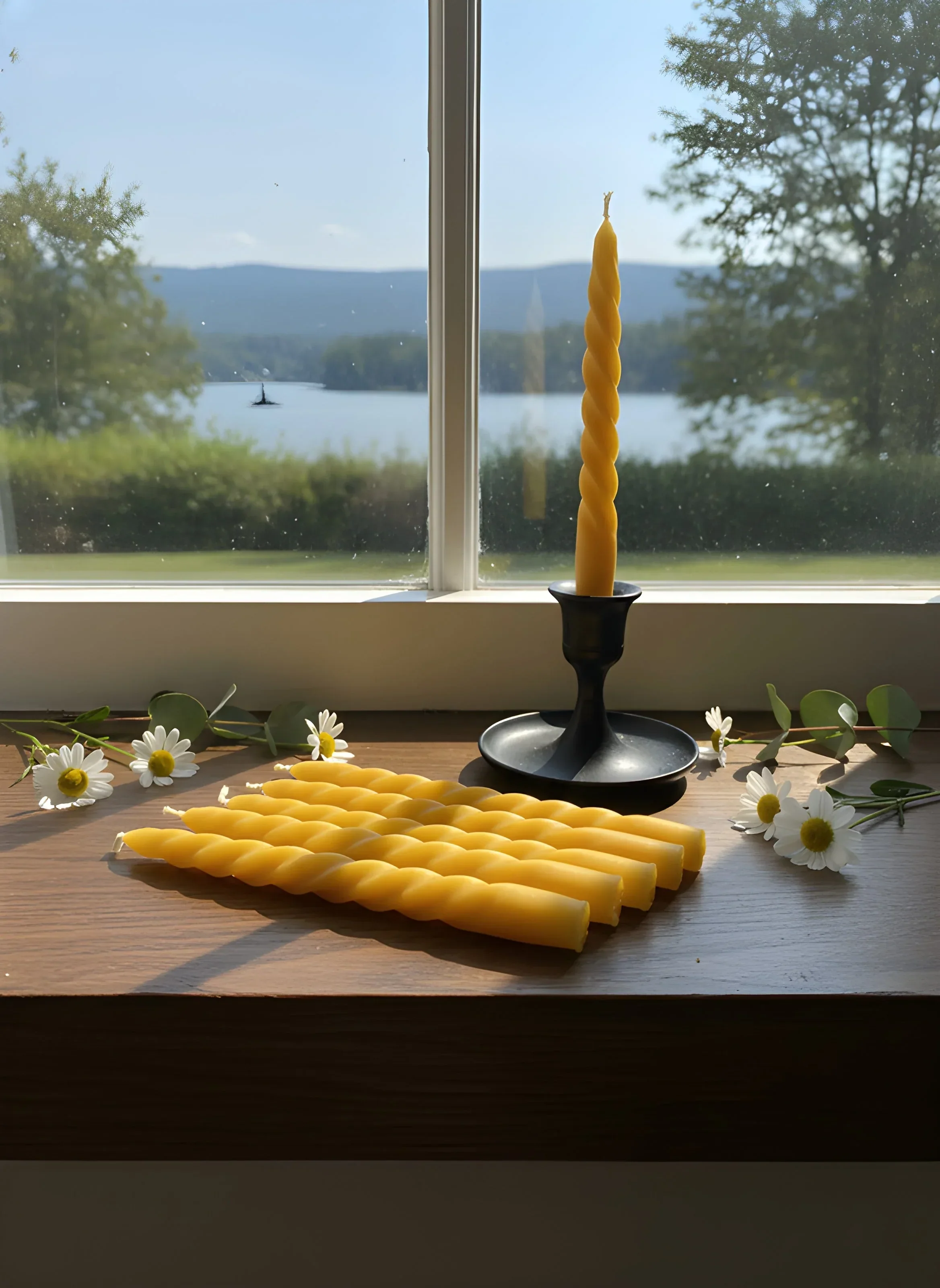 Spiral Beeswax Taper Candles - Image 3