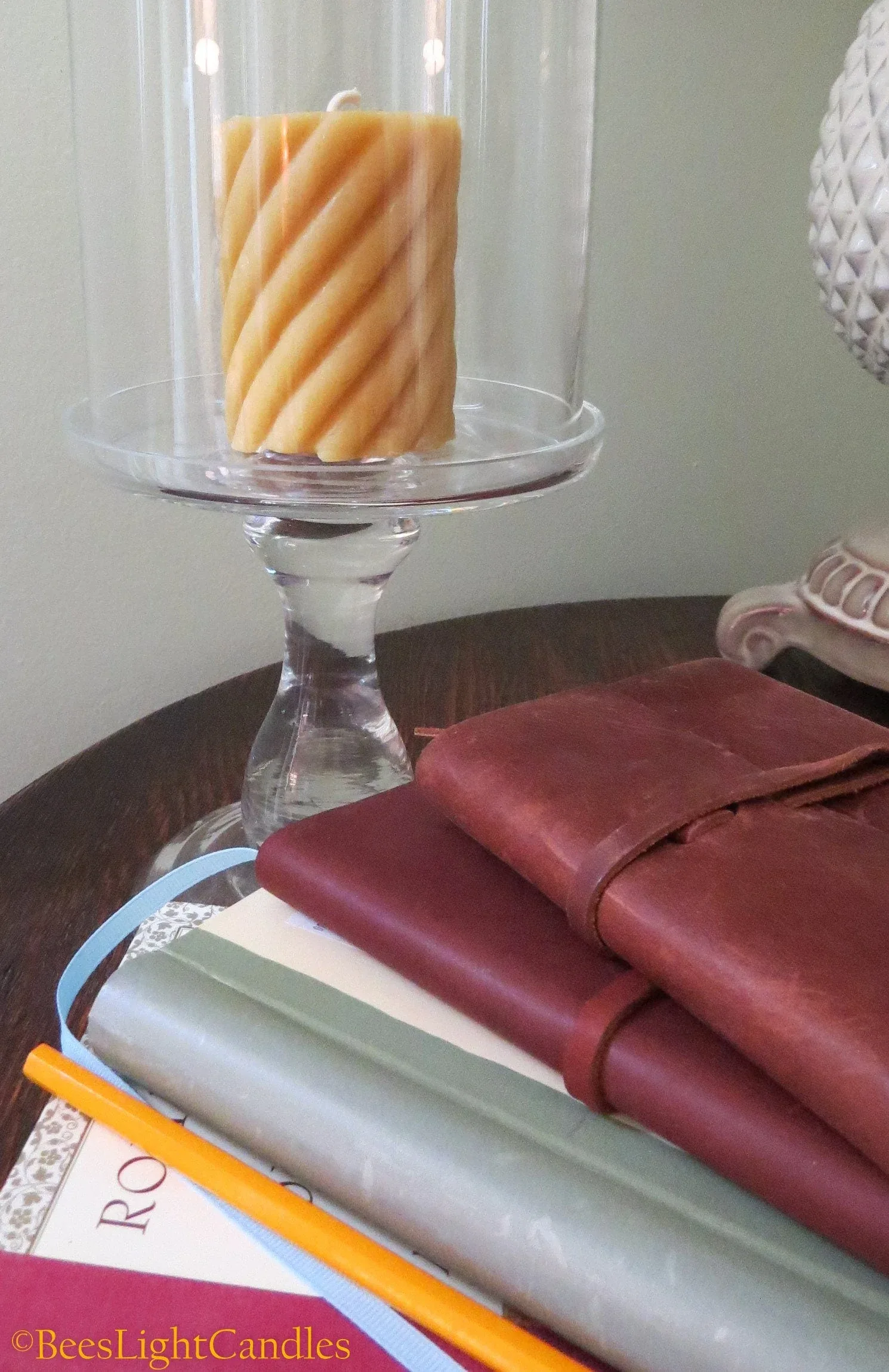 Spiral Pillar Beeswax Candle - Image 2