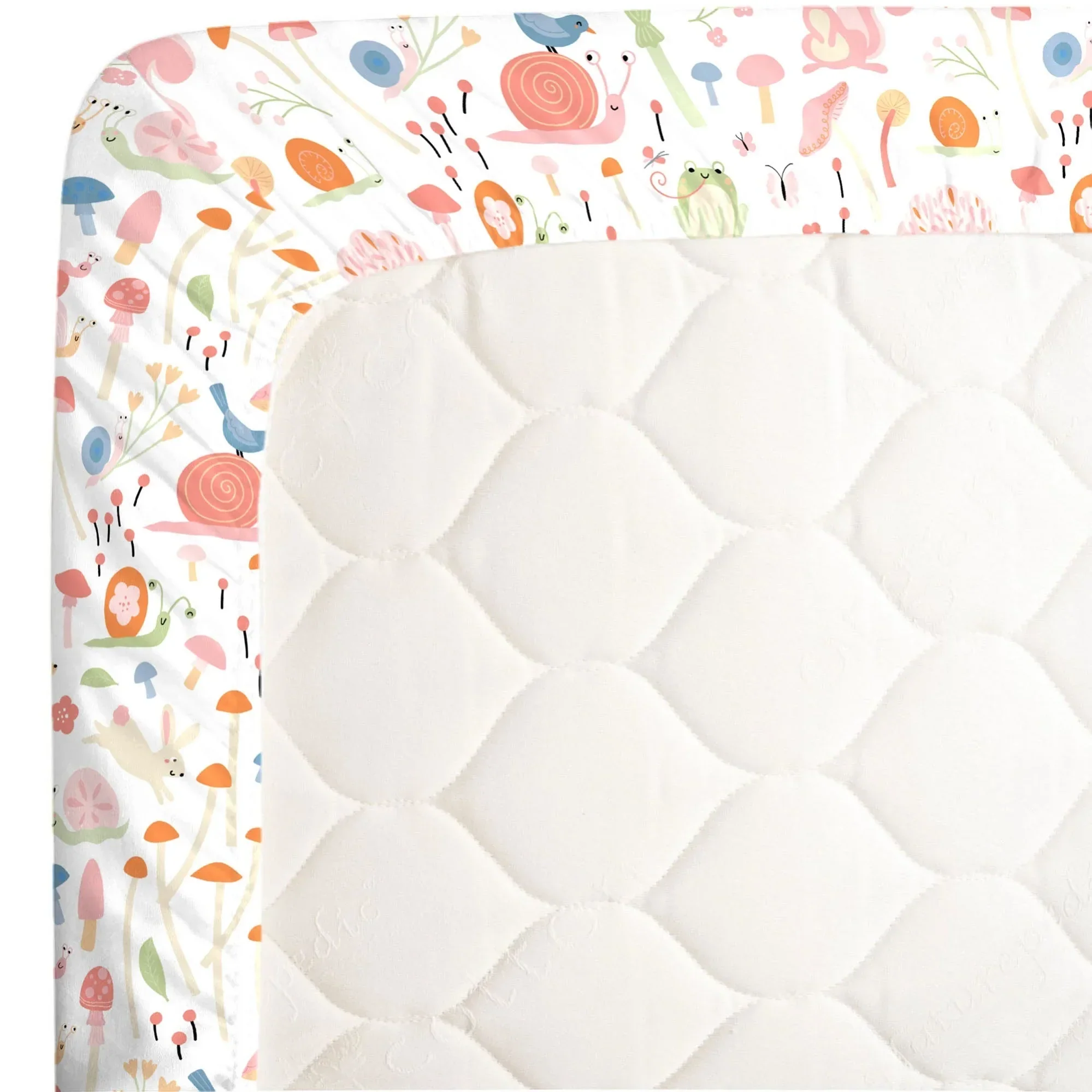 Spring Garden Pink, Green, Orange and Ivory Super Soft Mini Crib Sheet - Image 4
