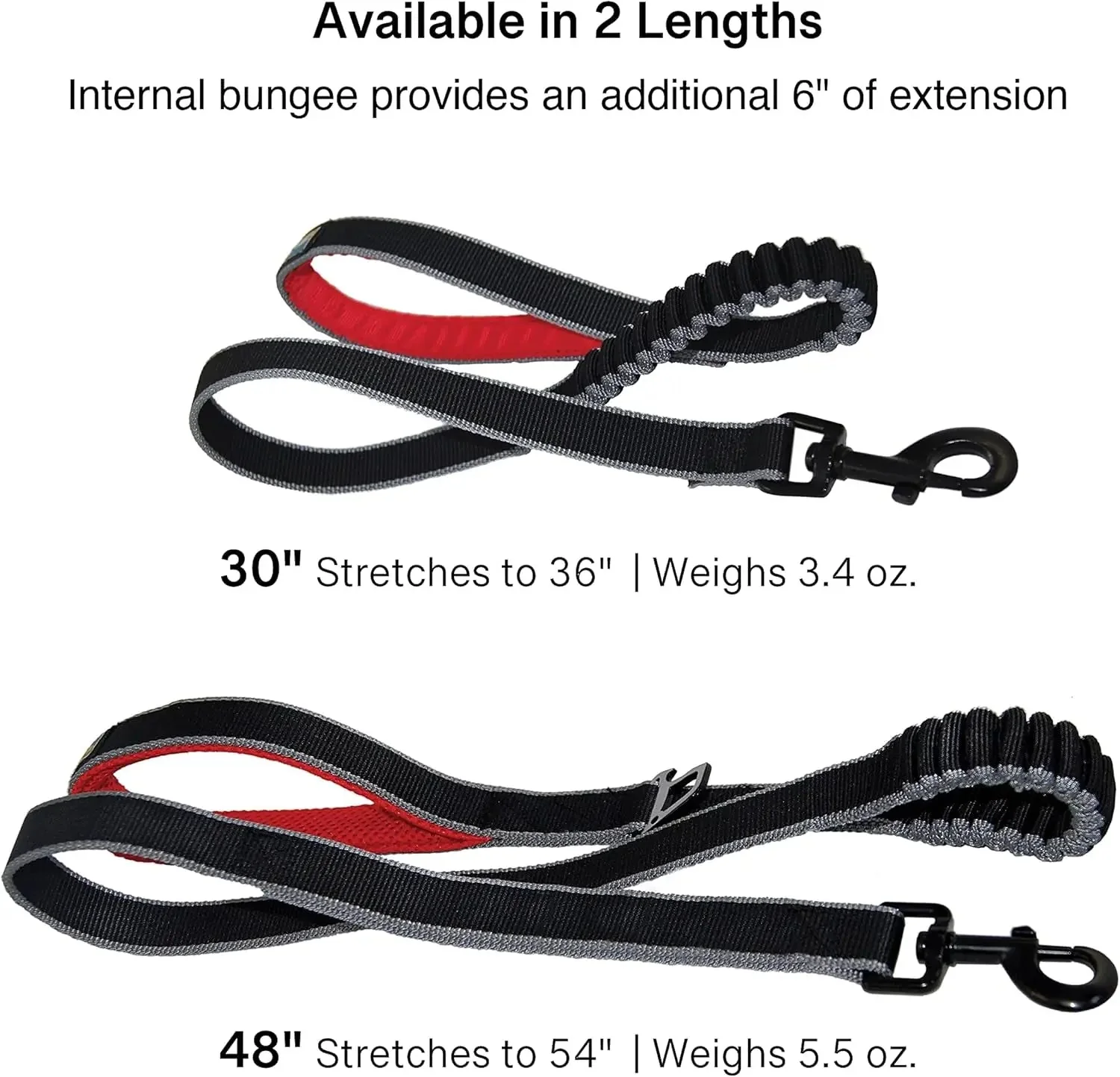 Springback Leash for Dogs, 30 Inch Blue/Grey, Padded Handle, Bungee Eases Pulling - Image 3