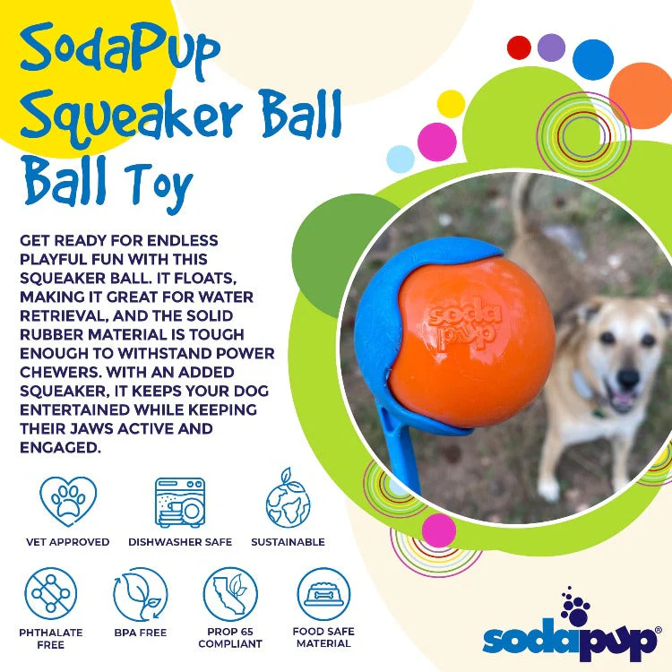 Squeak Ball - Durable Squeaky Dog Toy, Floats, Chew Toy | USA Made - Image 3