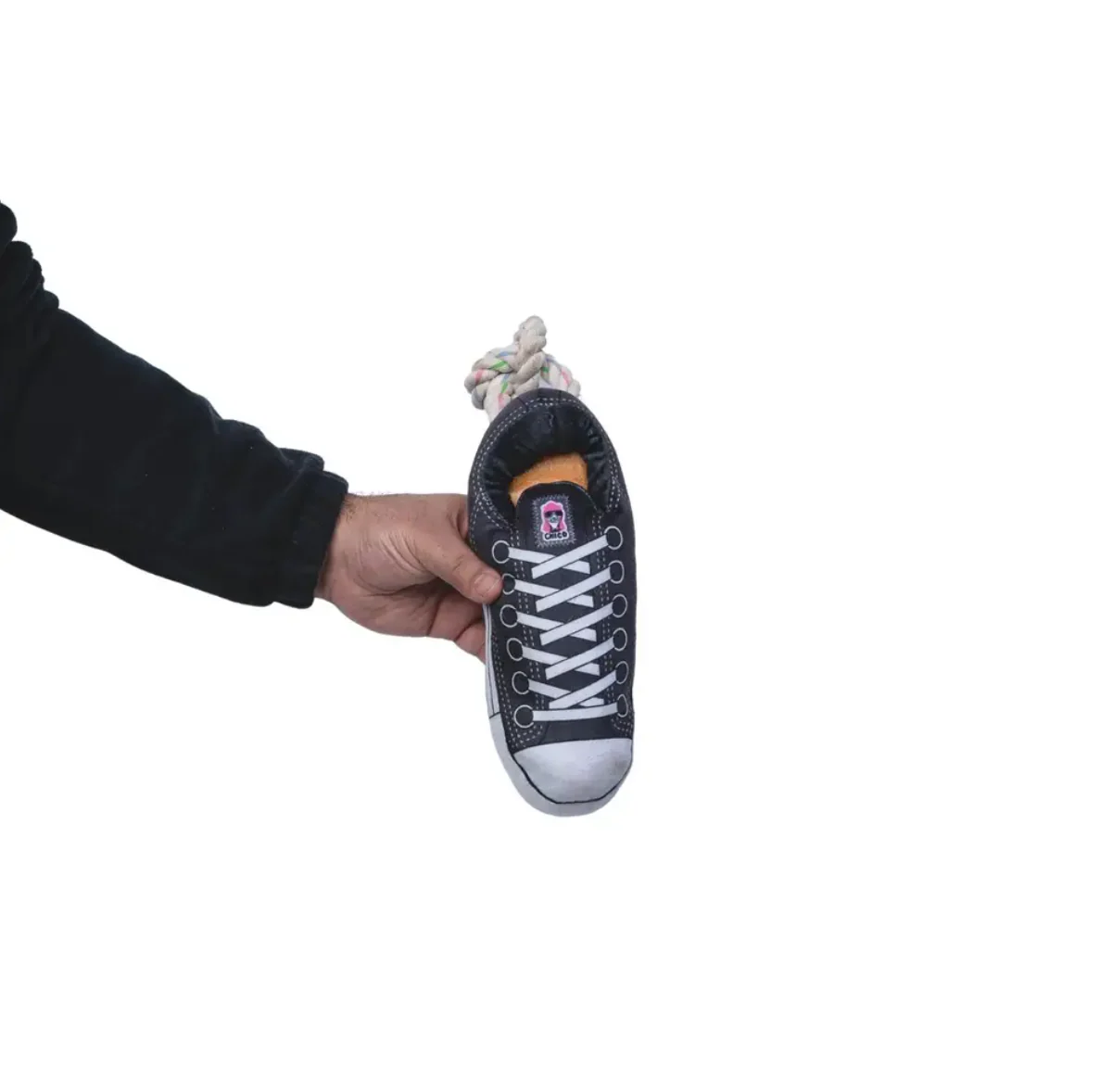 Squeaky Comfort Plush Sneaker Dog Toy – with Treat Compartment, Safe & Durable – Black - Image 2