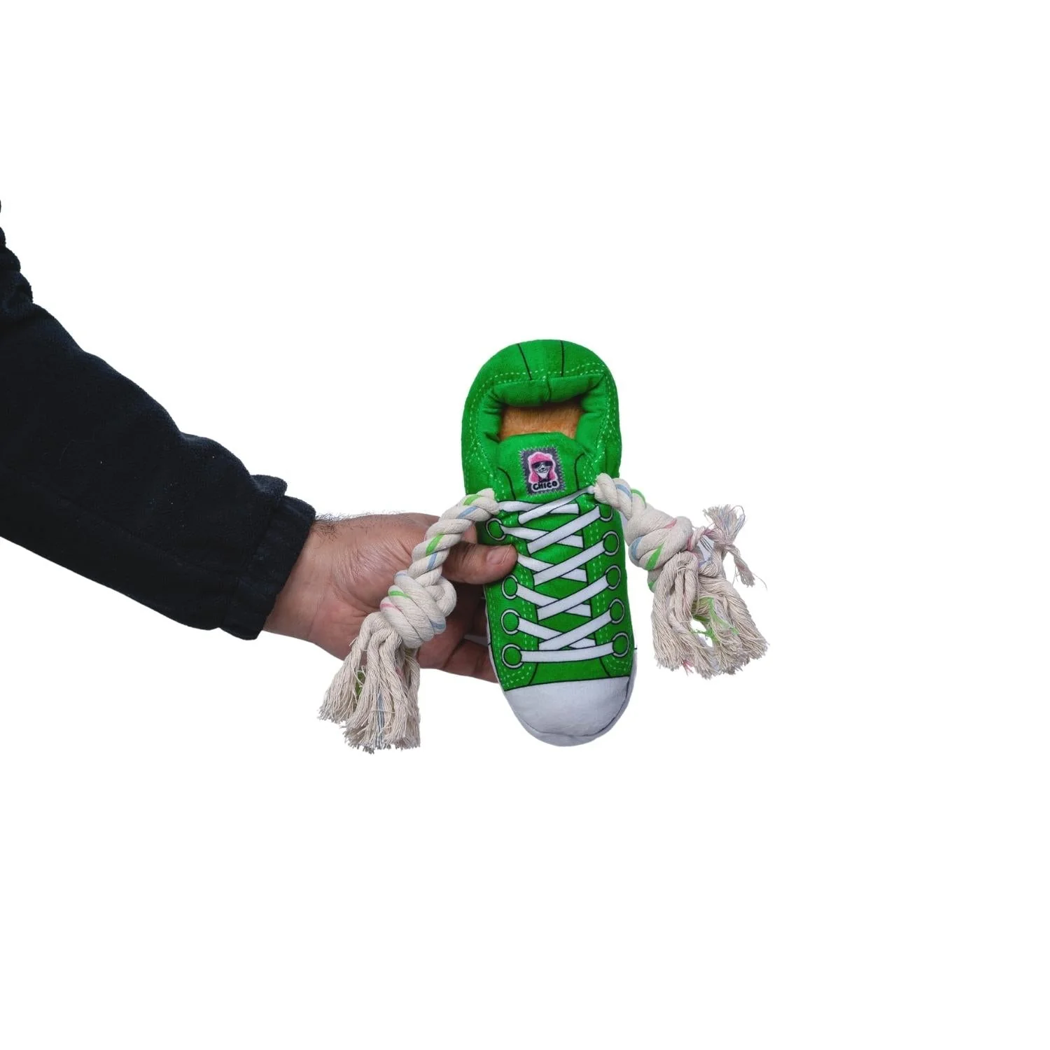 Squeaky Comfort Plush Sneaker Dog Toy – with Treat Compartment, Safe & Durable – Green - Image 2
