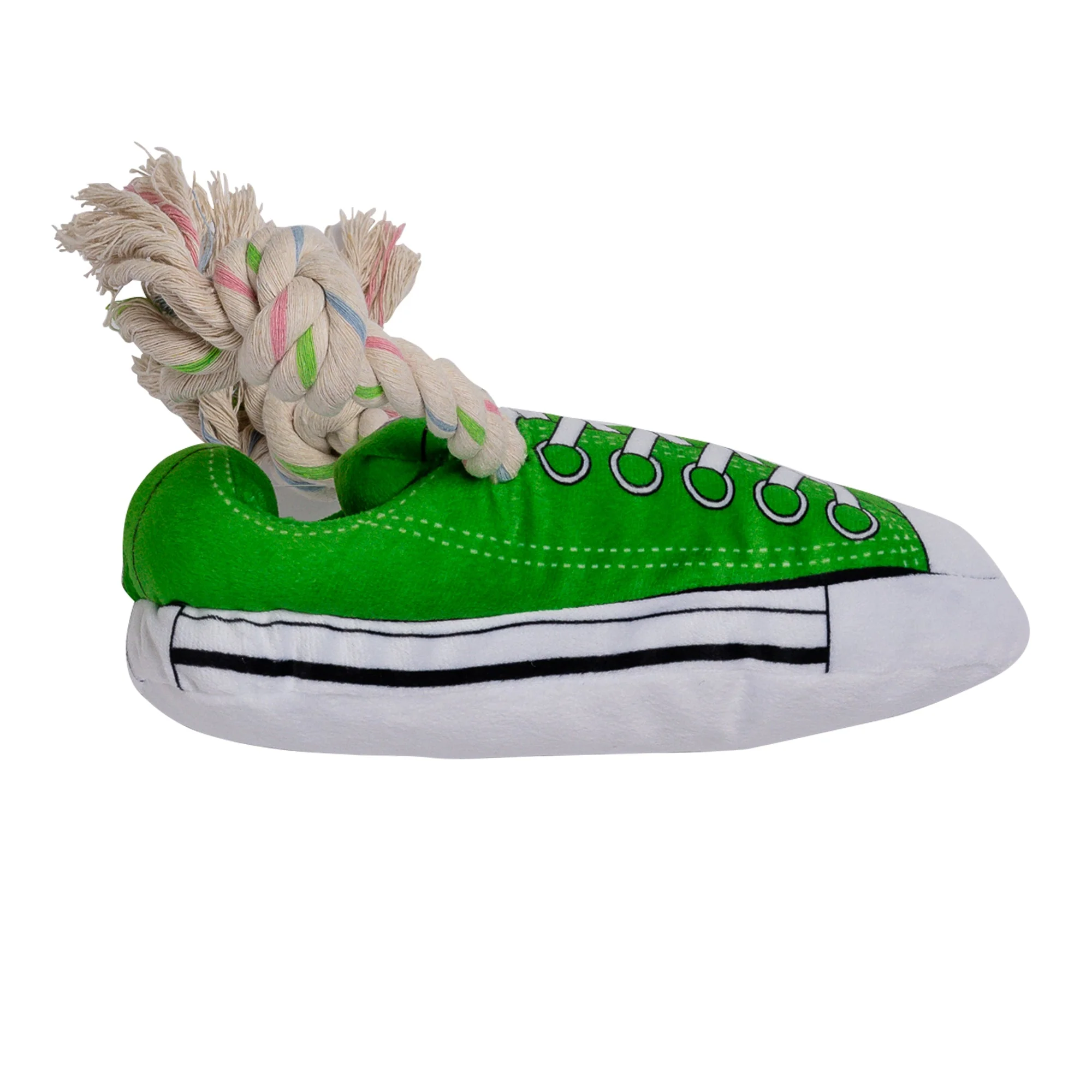 Squeaky Comfort Plush Sneaker Dog Toy – with Treat Compartment, Safe & Durable – Green - Image 4